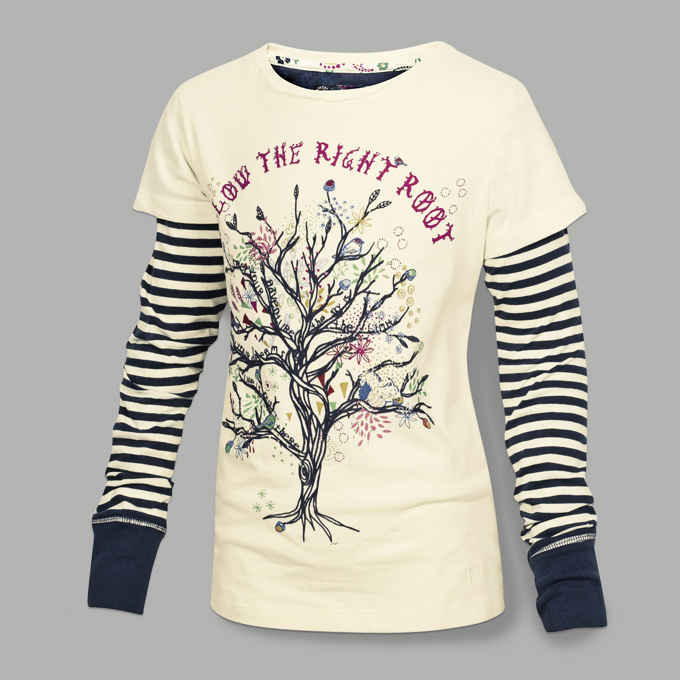 Fat Face Tree Roots Long Sleeve Layer T-Shirt,