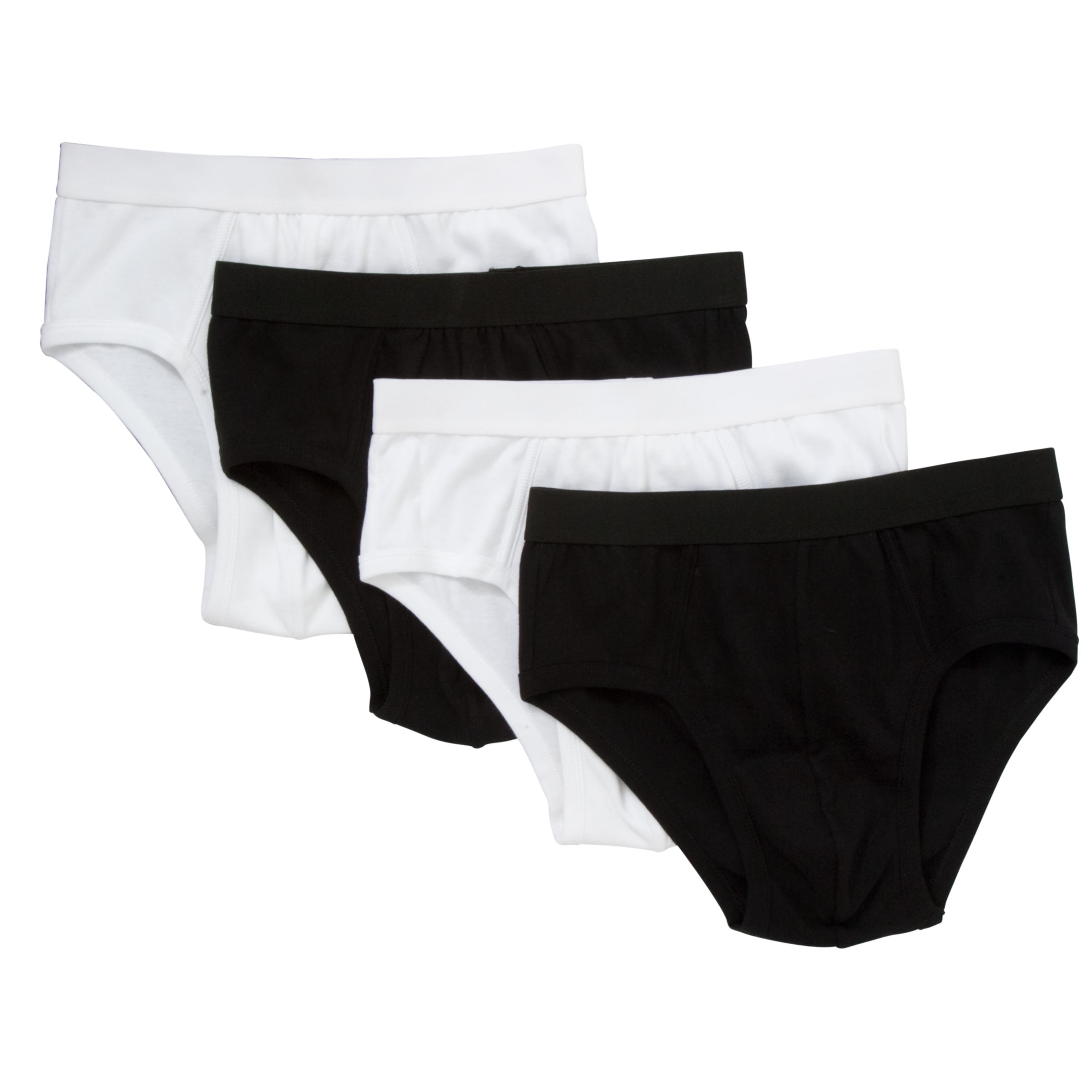 John Lewis Organic Cotton Briefs, Pack of 4, Black/White