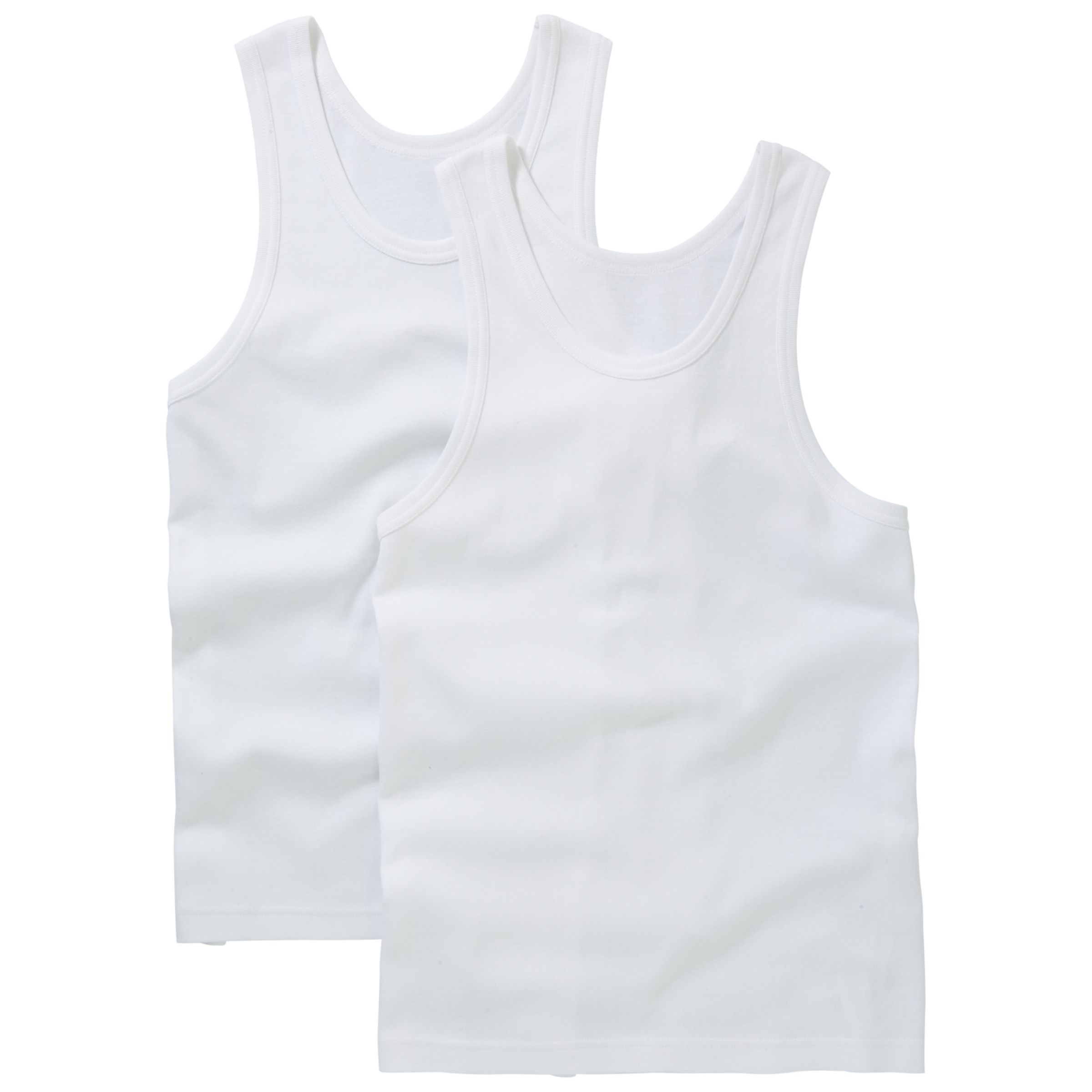 John Lewis Organic Cotton SInglet Vests, Pack of 2, White
