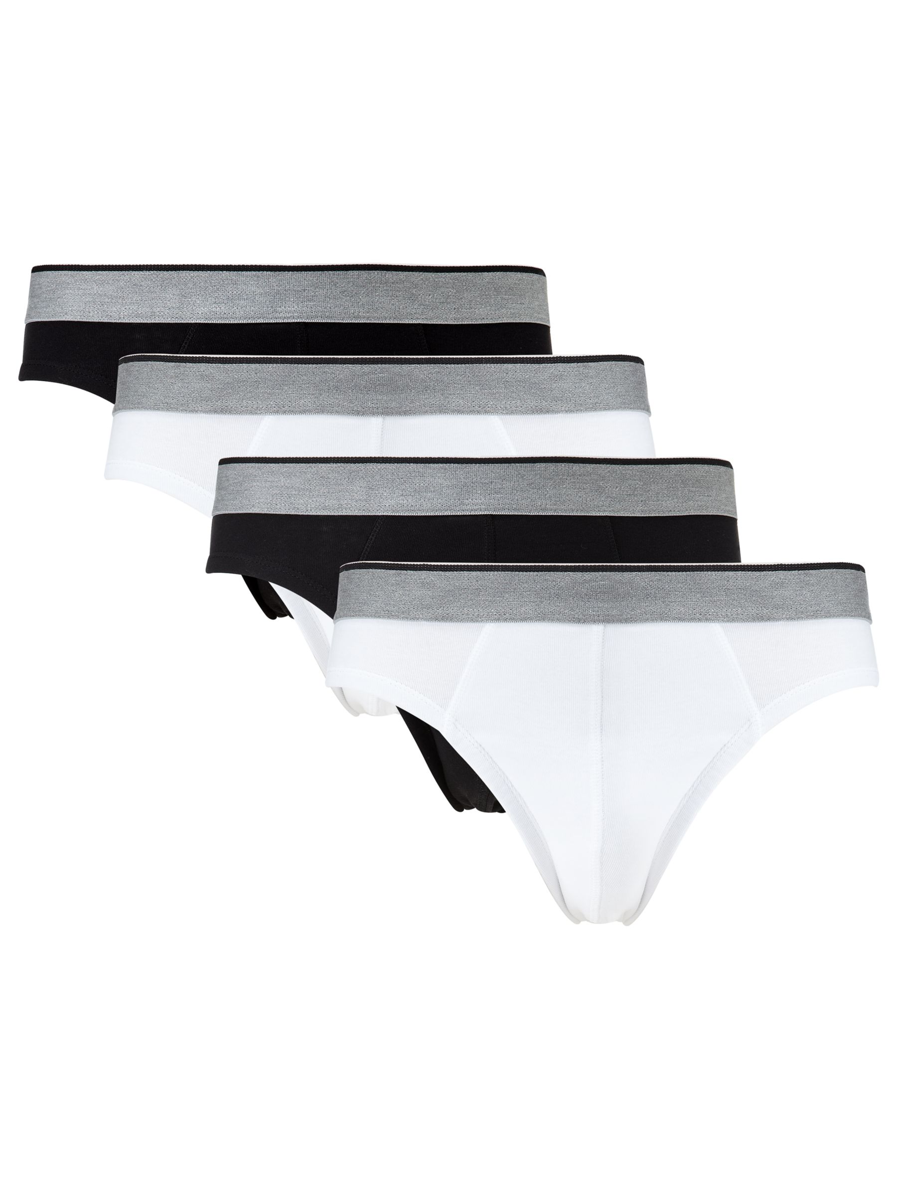 John Lewis Organic Cotton Briefs, Pack of 4, Black/Grey/White