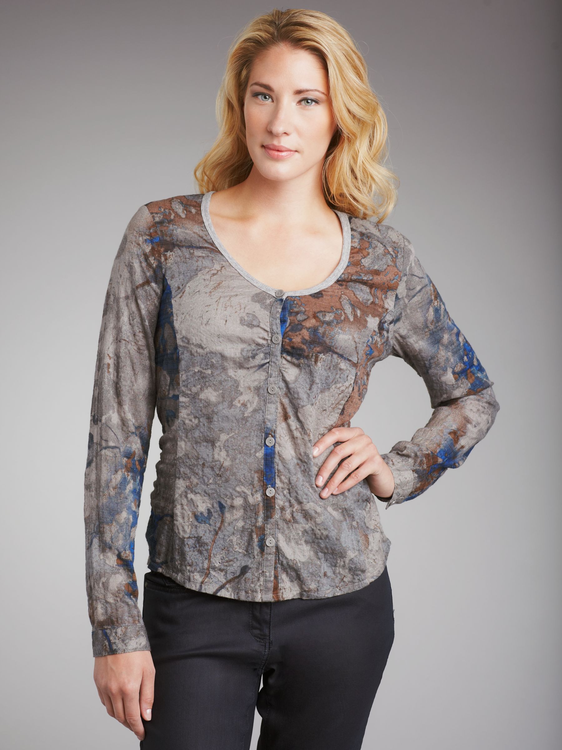 Sandwich Splash Print Blouse, Cobalt