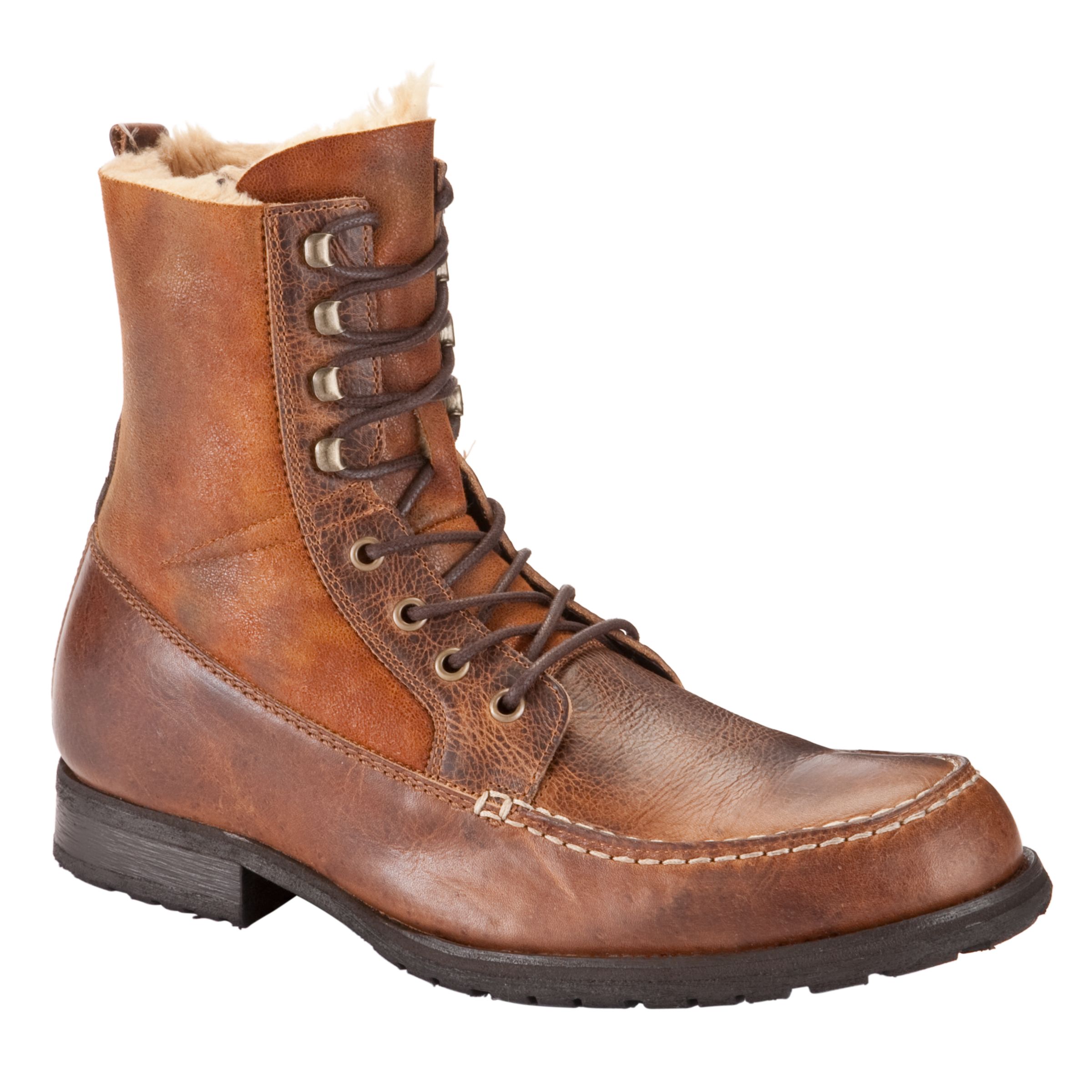 Bertie Collage Leather Lace Up Boots, Tan