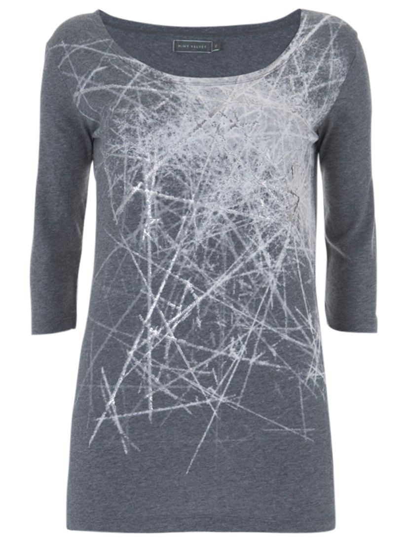 Mint Velvet Skylah Print T-Shirt, Grey