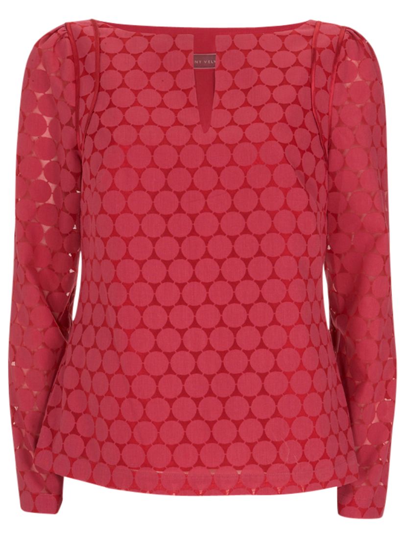 Mint Velvet Spot Blouse, Red