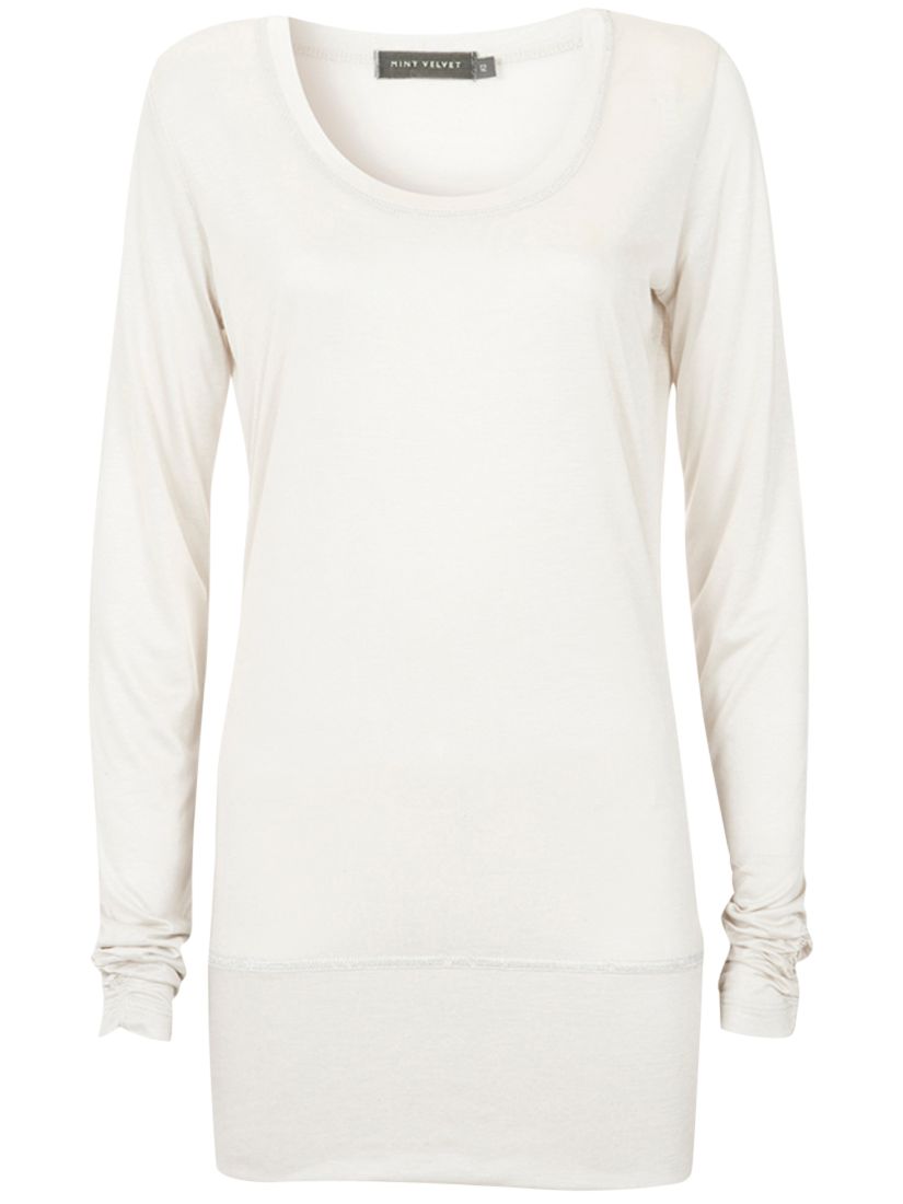 Mint Velvet Luxury Long Sleeve T-Shirt, Neutral