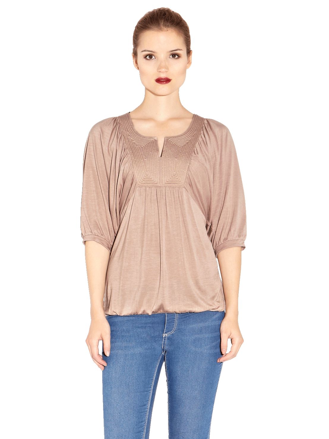 Warehouse Corded Yoke Blouse, Peach