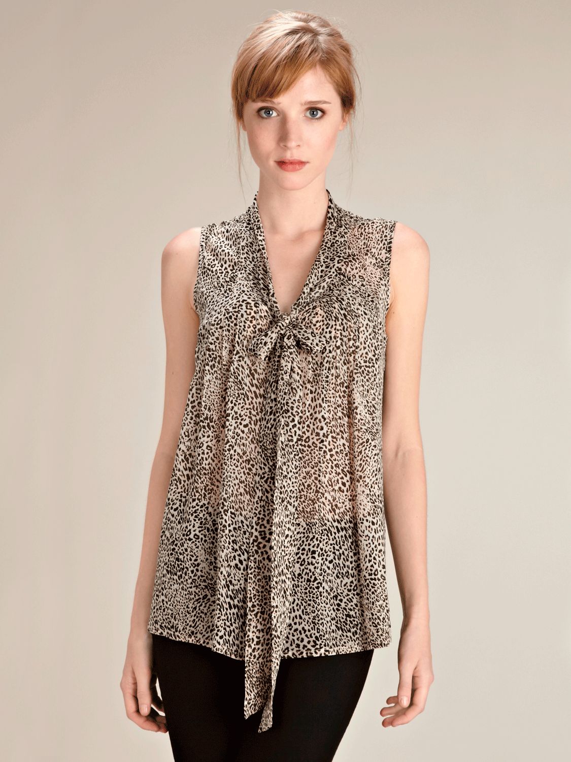 Animal Print Bow Blouse, Multi