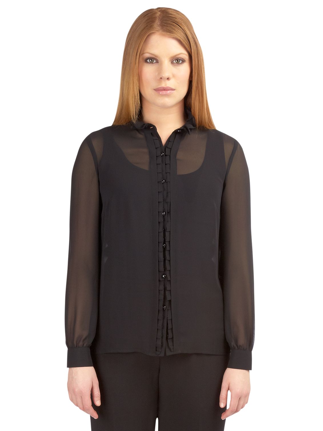 Planet Sheer Chiffon Blouse, Black