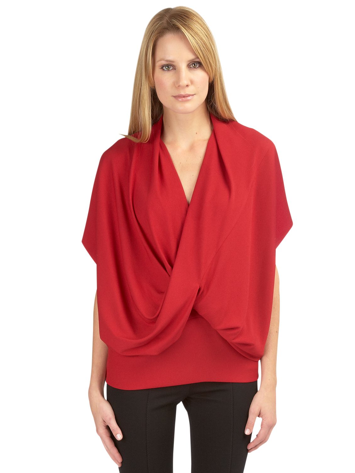 Planet Drape Front Blouse, Red