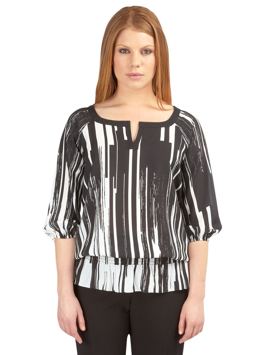 Planet Graphic Print Blouse, Black/White