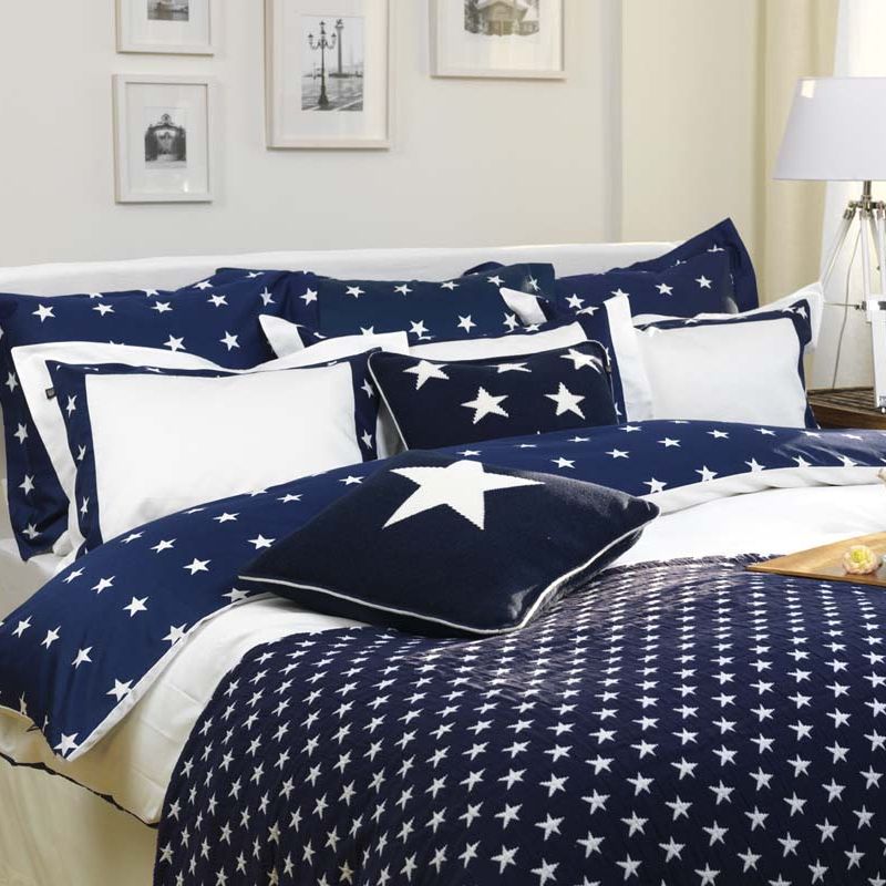 Star Border Duvet Cover, Navy