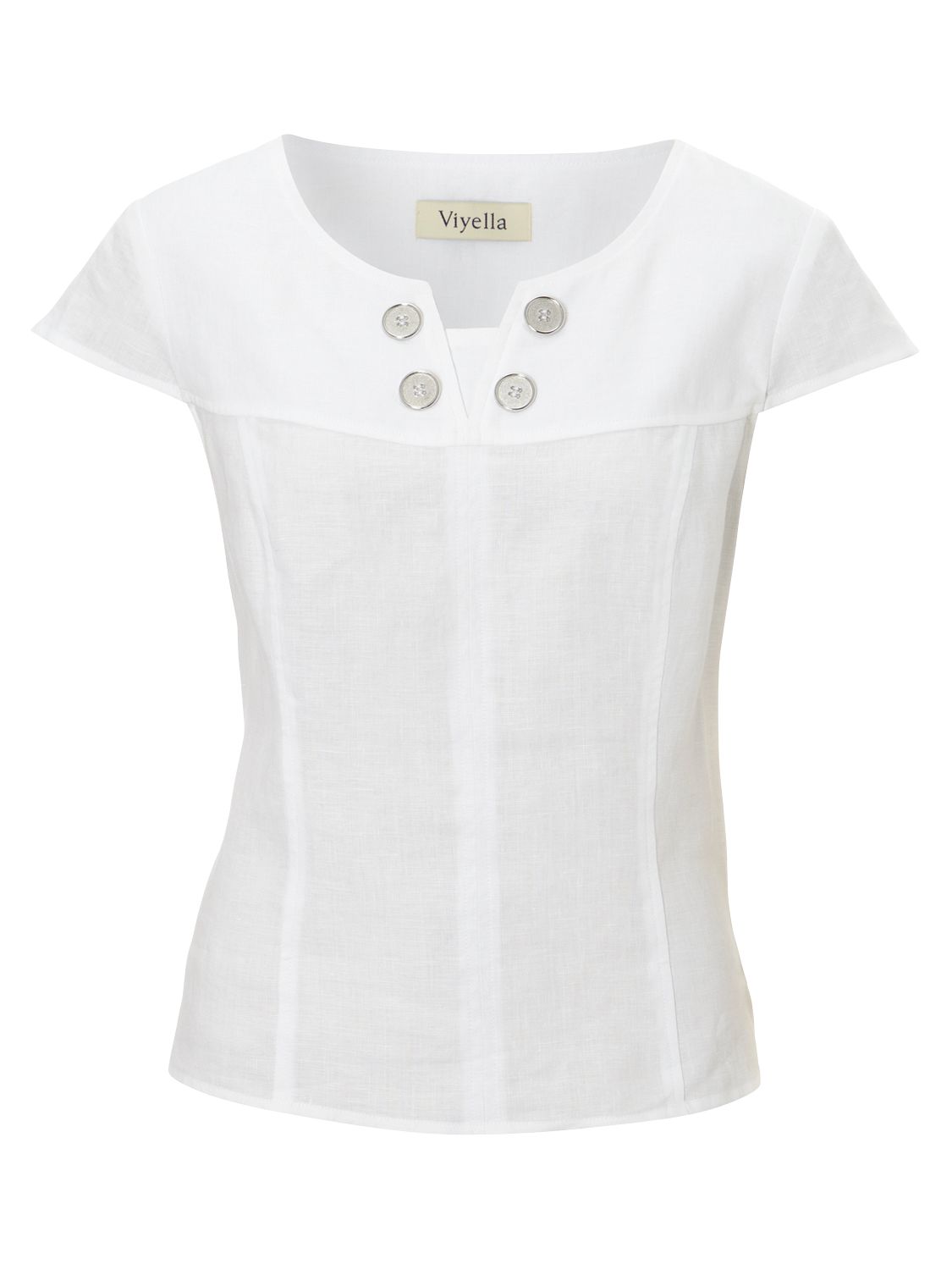 Viyella Button V-Neck Blouse, White