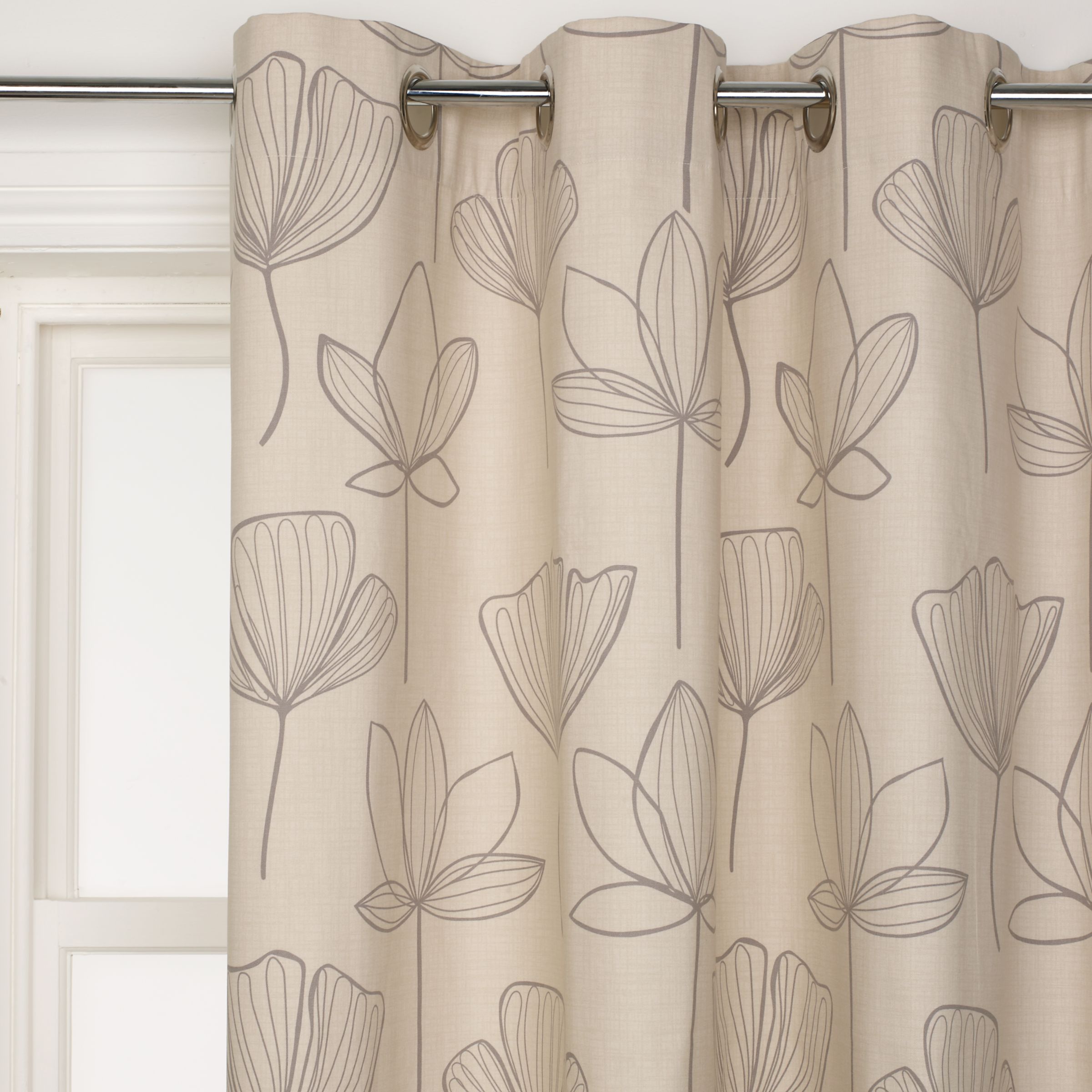 John Lewis Gingko Lined Eyelet Curtains, Putty