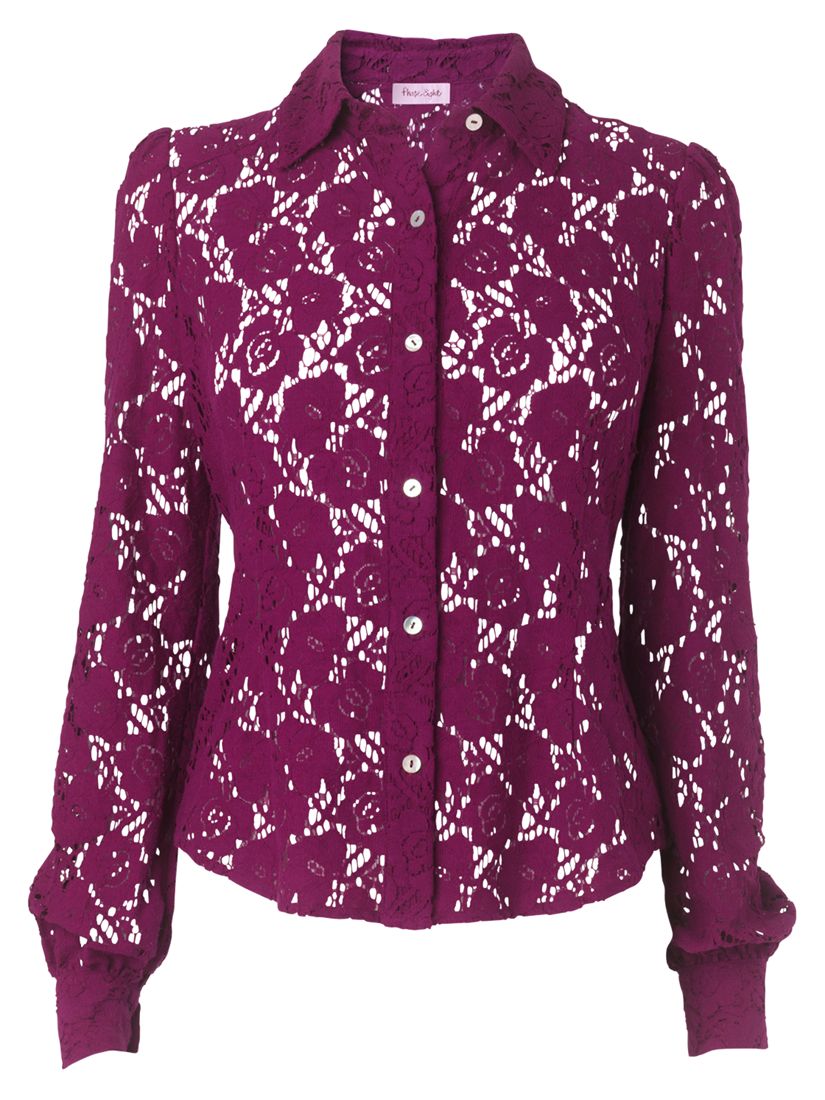 Phase Eight Cotton Lace Blouse, Berry