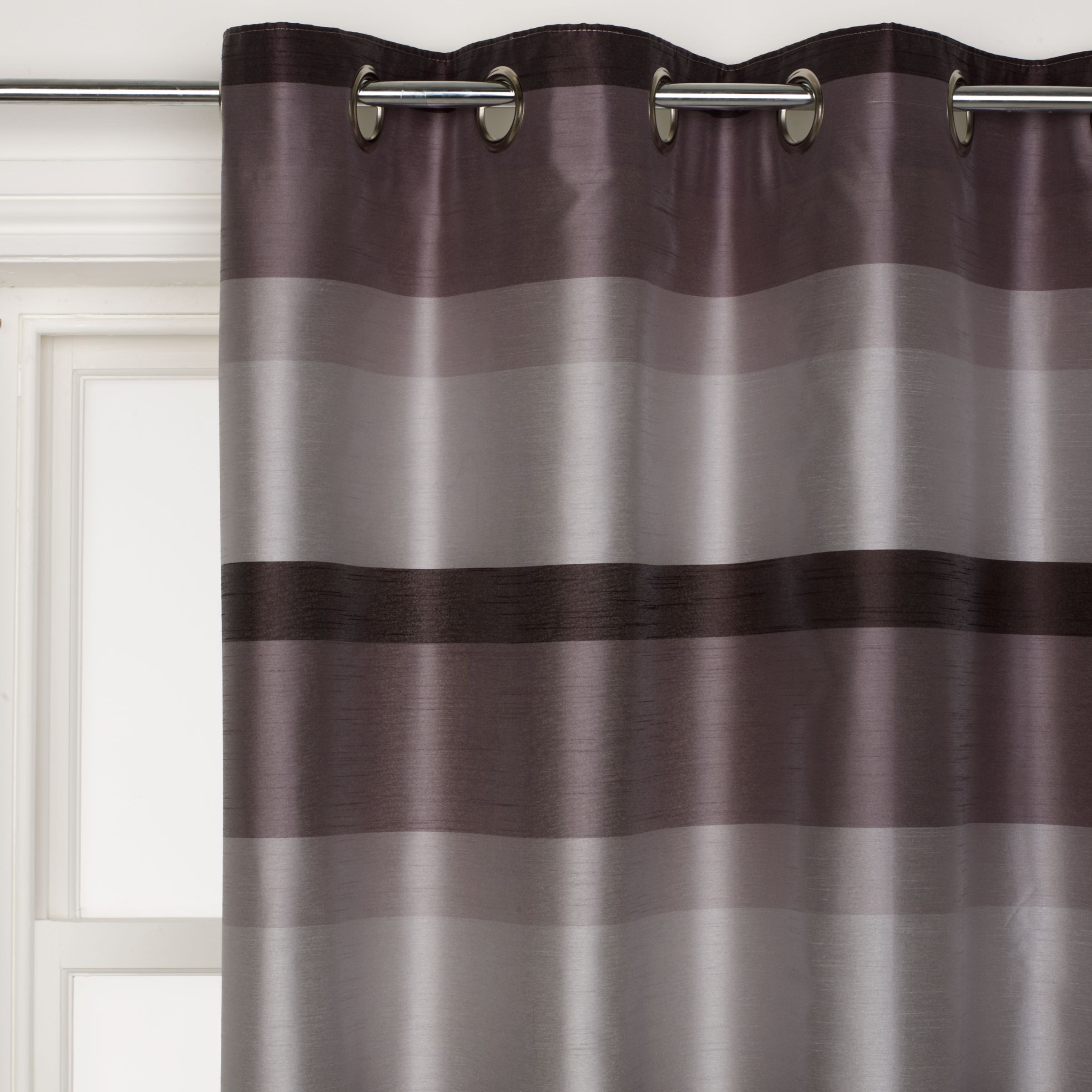 John Lewis Block Stripe Eyelet Curtains, Black