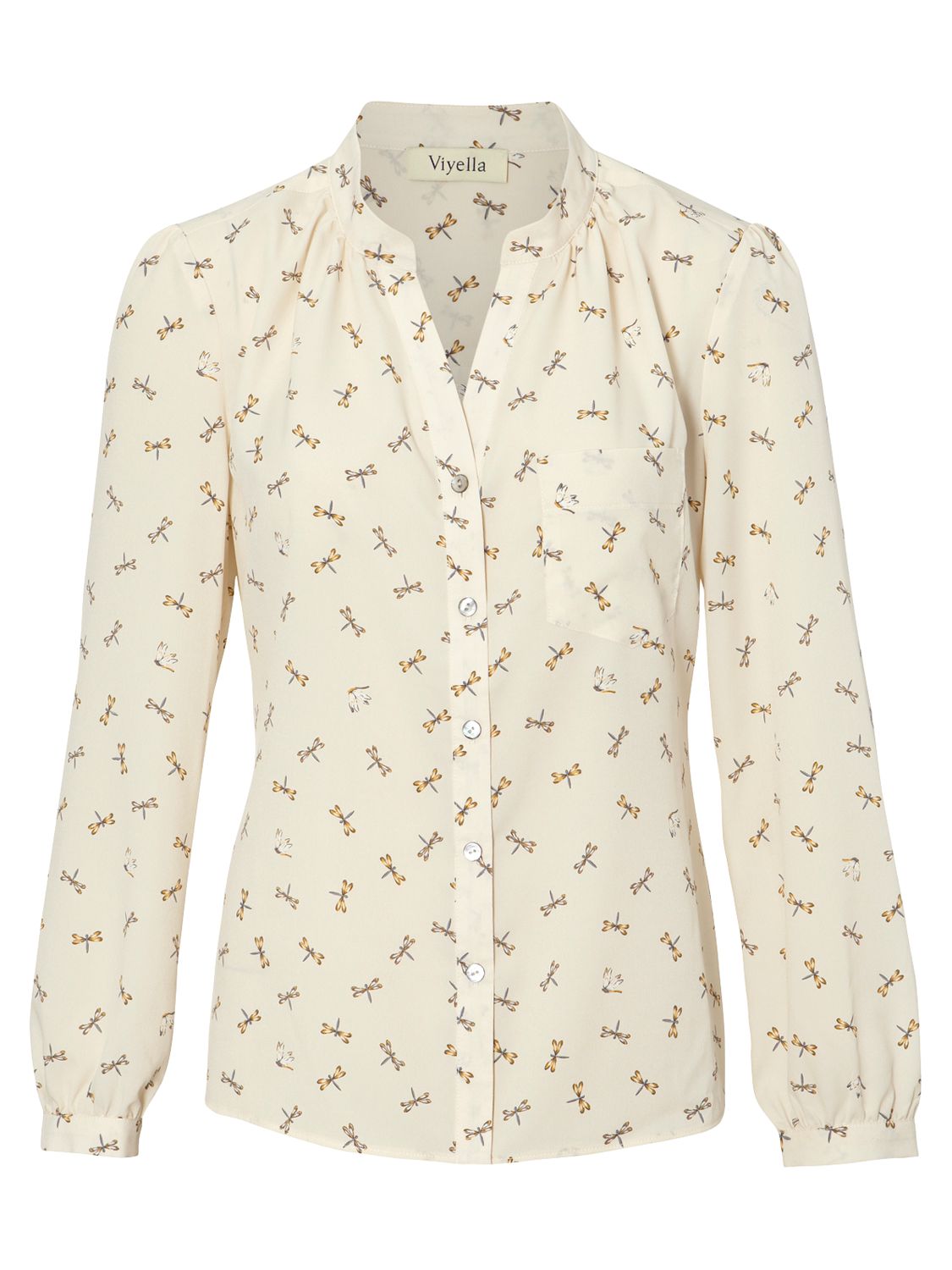 Dragonfly Print Blouse, Camel