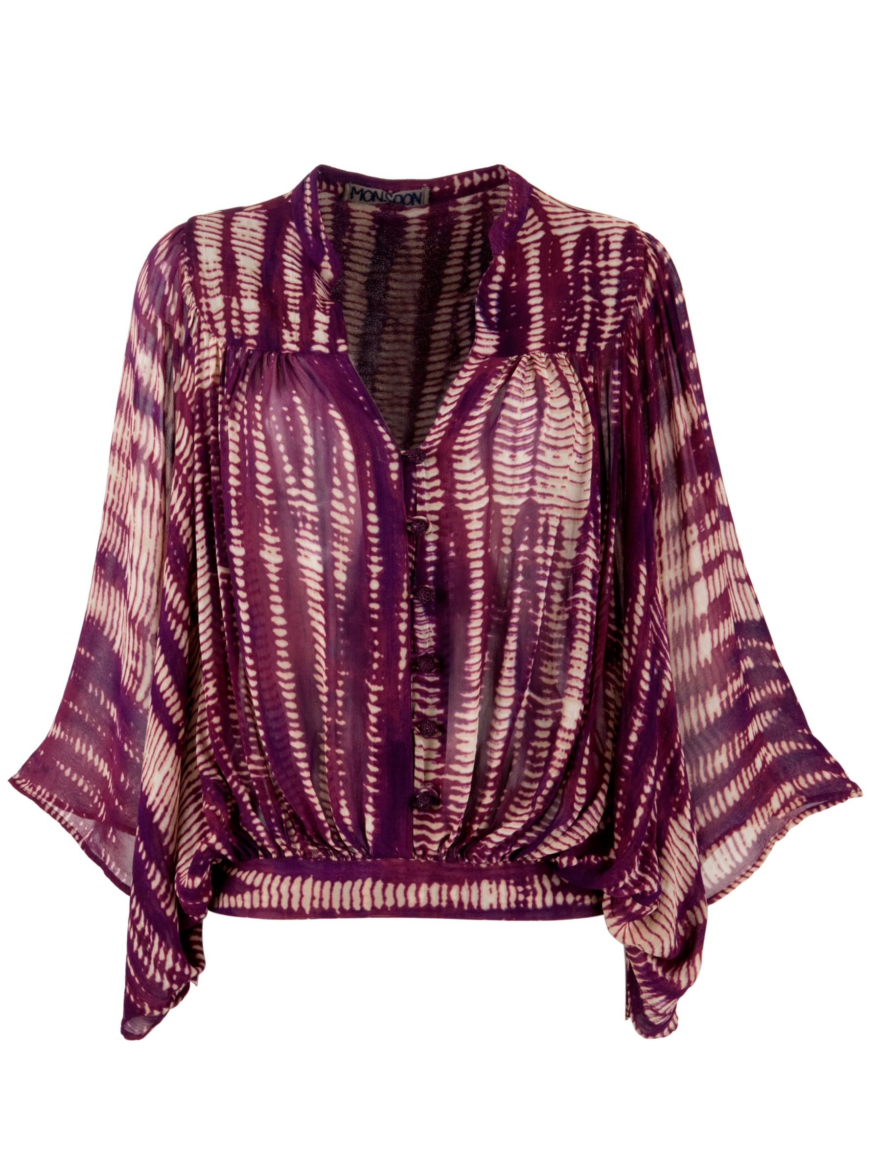 Monsoon L.O.V.E. Tie-Dye Print Blouse, Purple