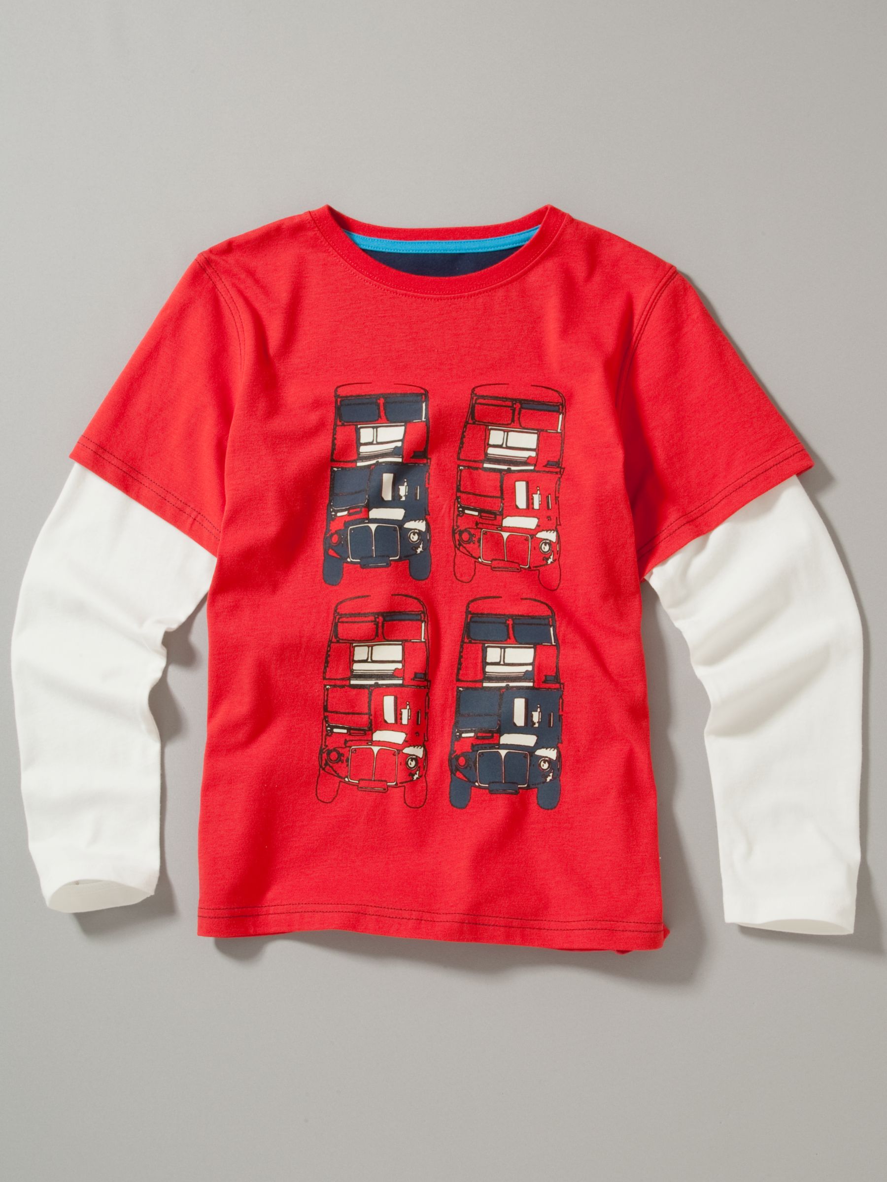 John Lewis Boy Bus Long Sleeve T-Shirt, Red