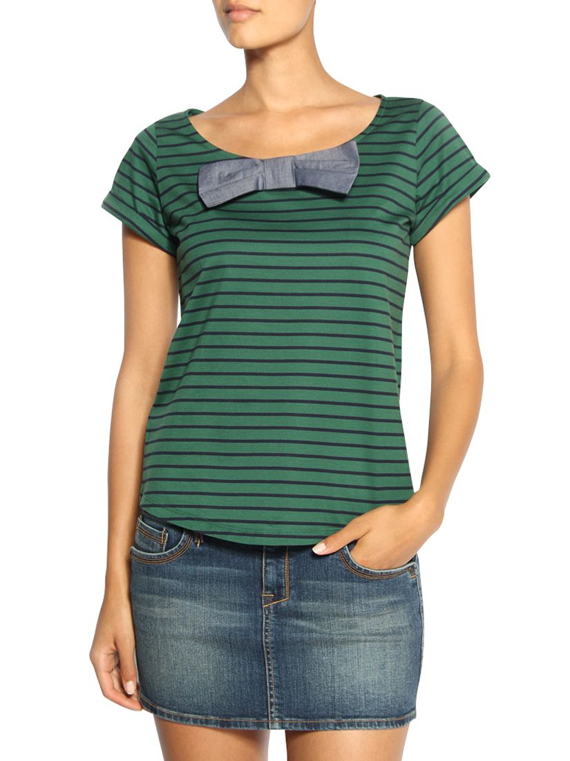 Mango Bow Embellished T-Shirt, Leaf green