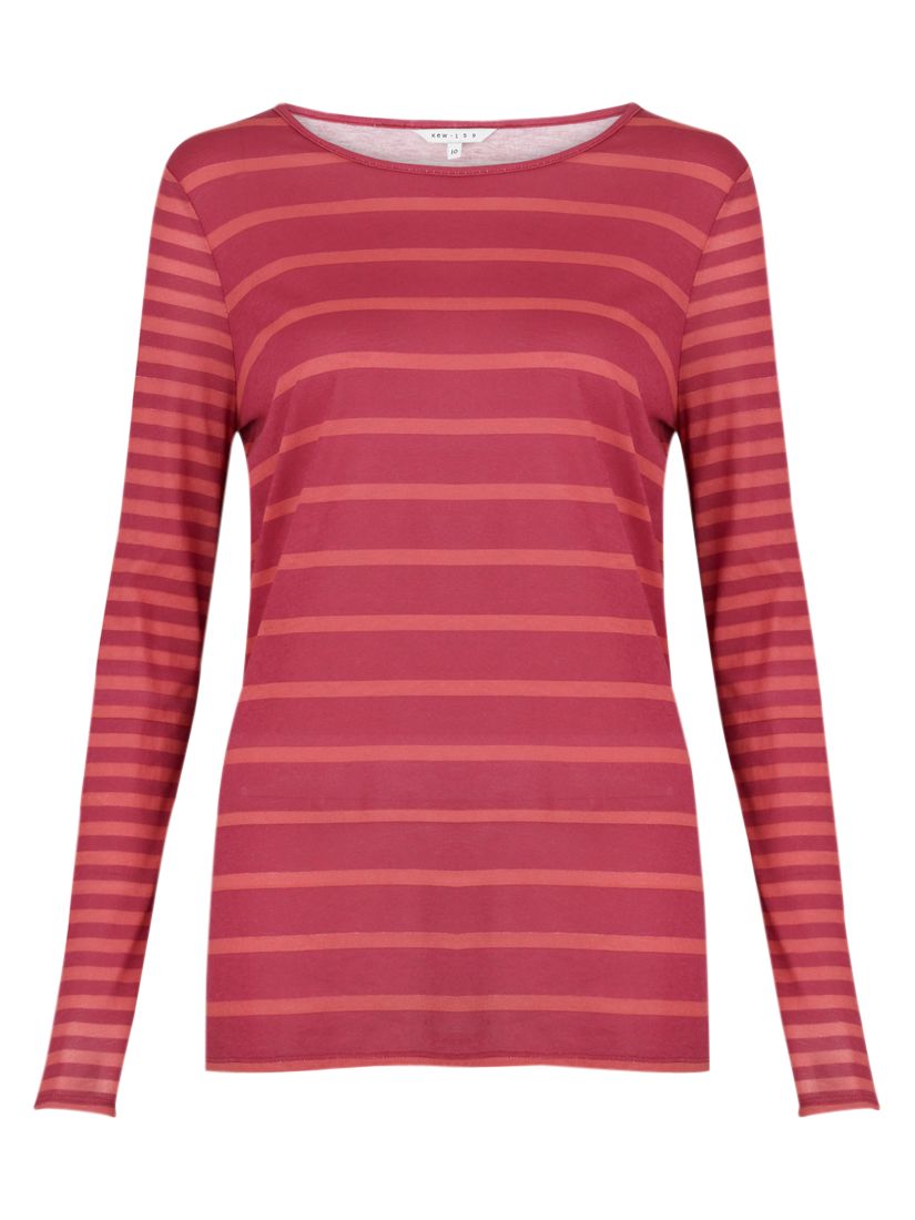 kew.159 Mixed Stripe T-Shirt, Berry Pink