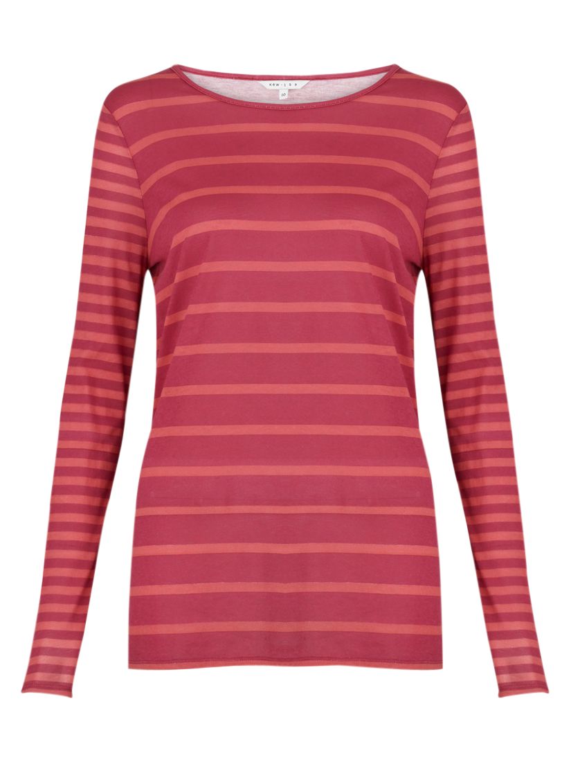 kew.159 Mixed Stripe T-Shirt, Berry Pink