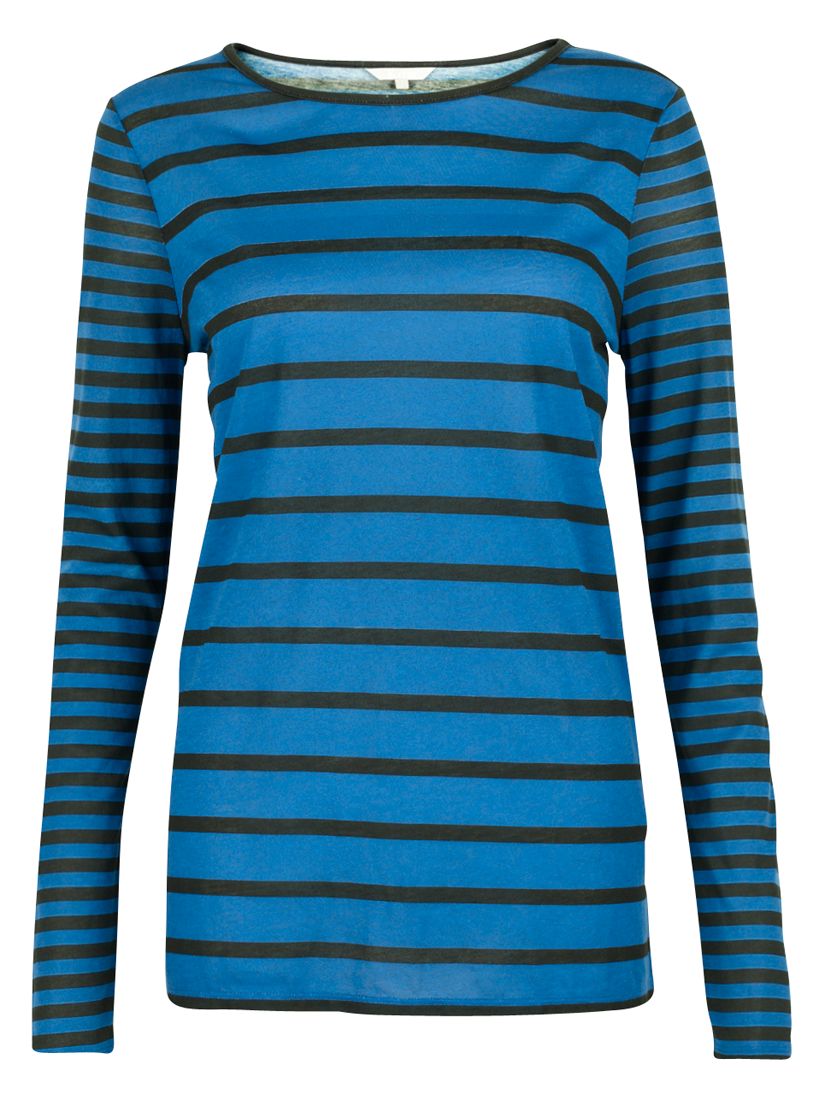 kew.159 Mixed Stripe T-Shirt, Bright blue