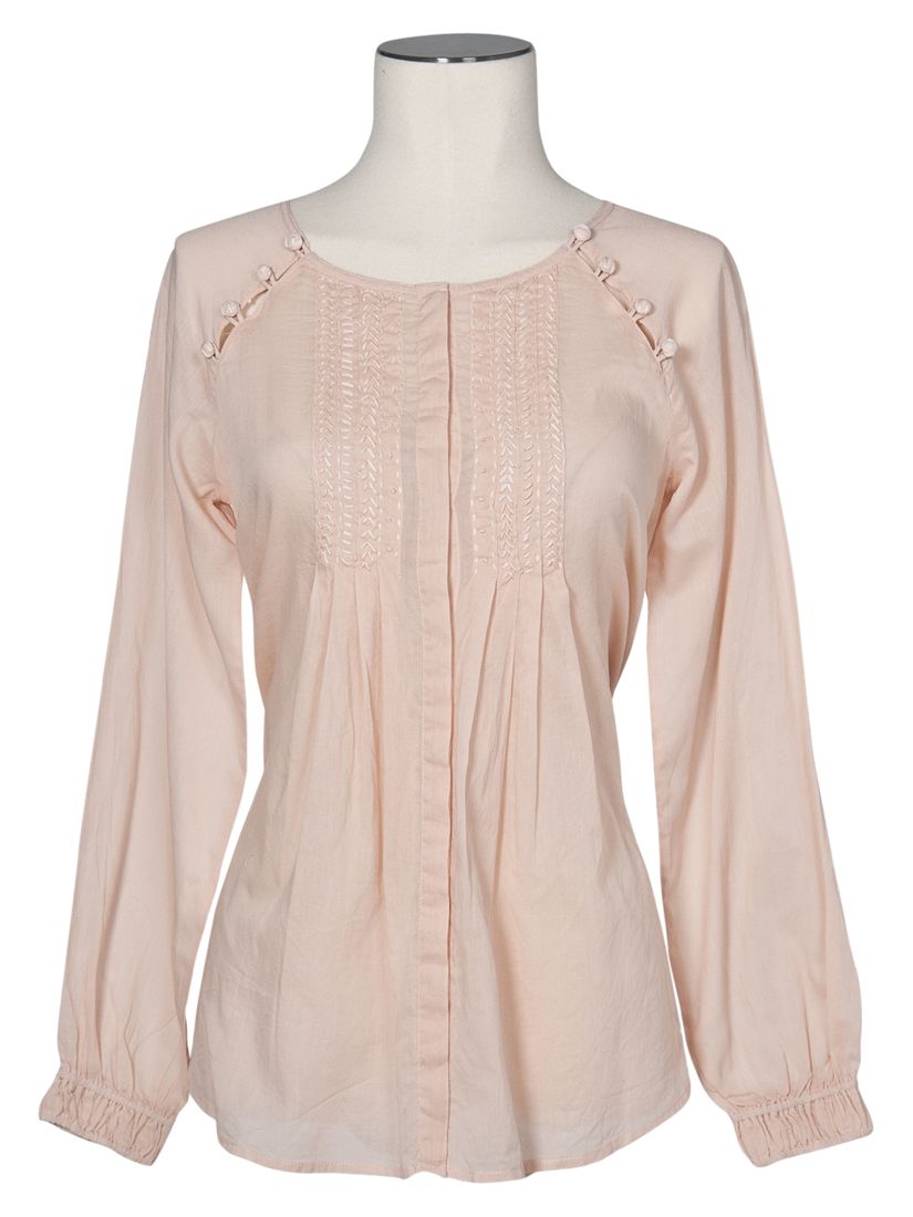 Pleated Blouse, Nude