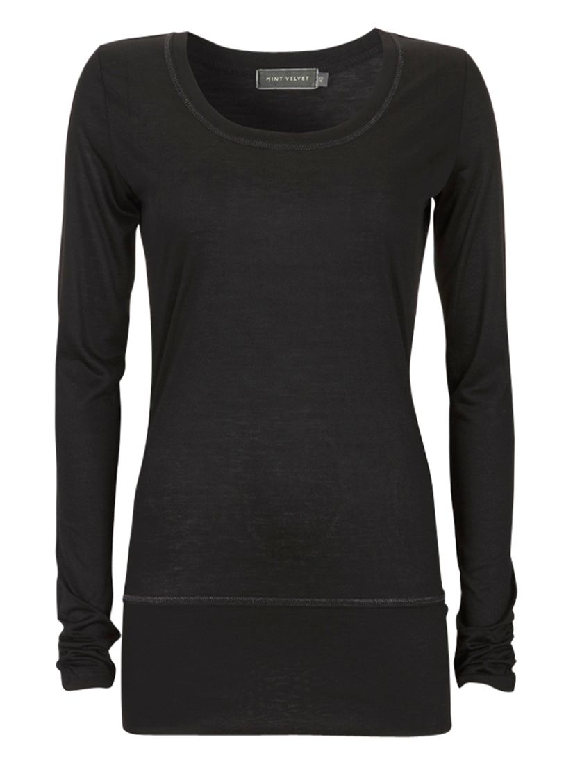 Mint Velvet Long Sleeve T-Shirt, Black