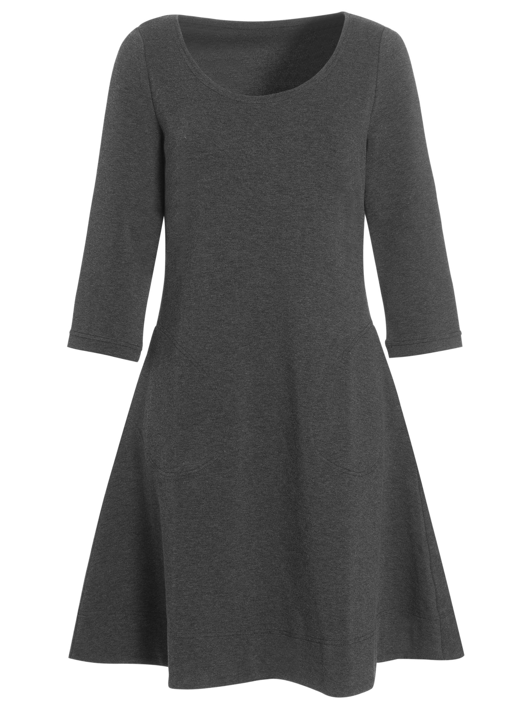 Jaeger Scoop Neck Skirted Jersey Dress, Charcoal
