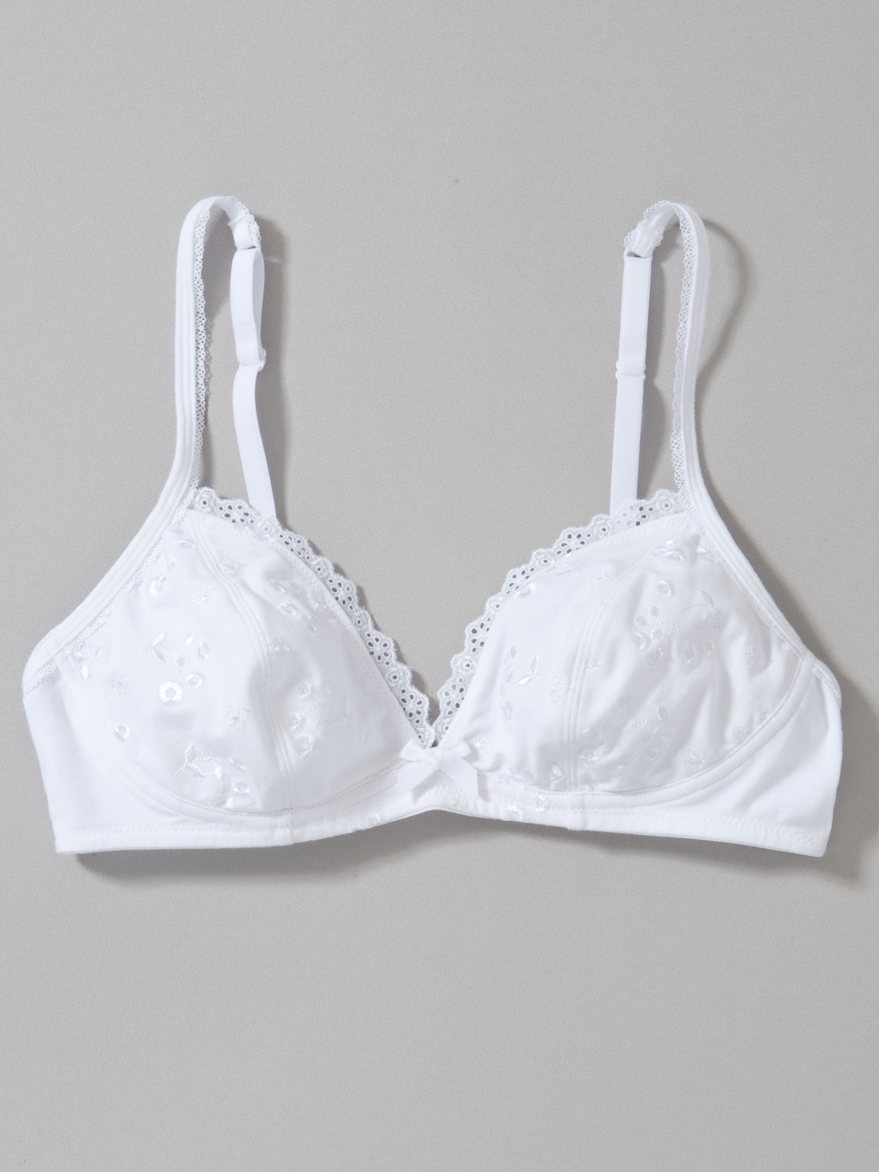 John Lewis Ribbon Slot Non-Padded Teen Bra, White