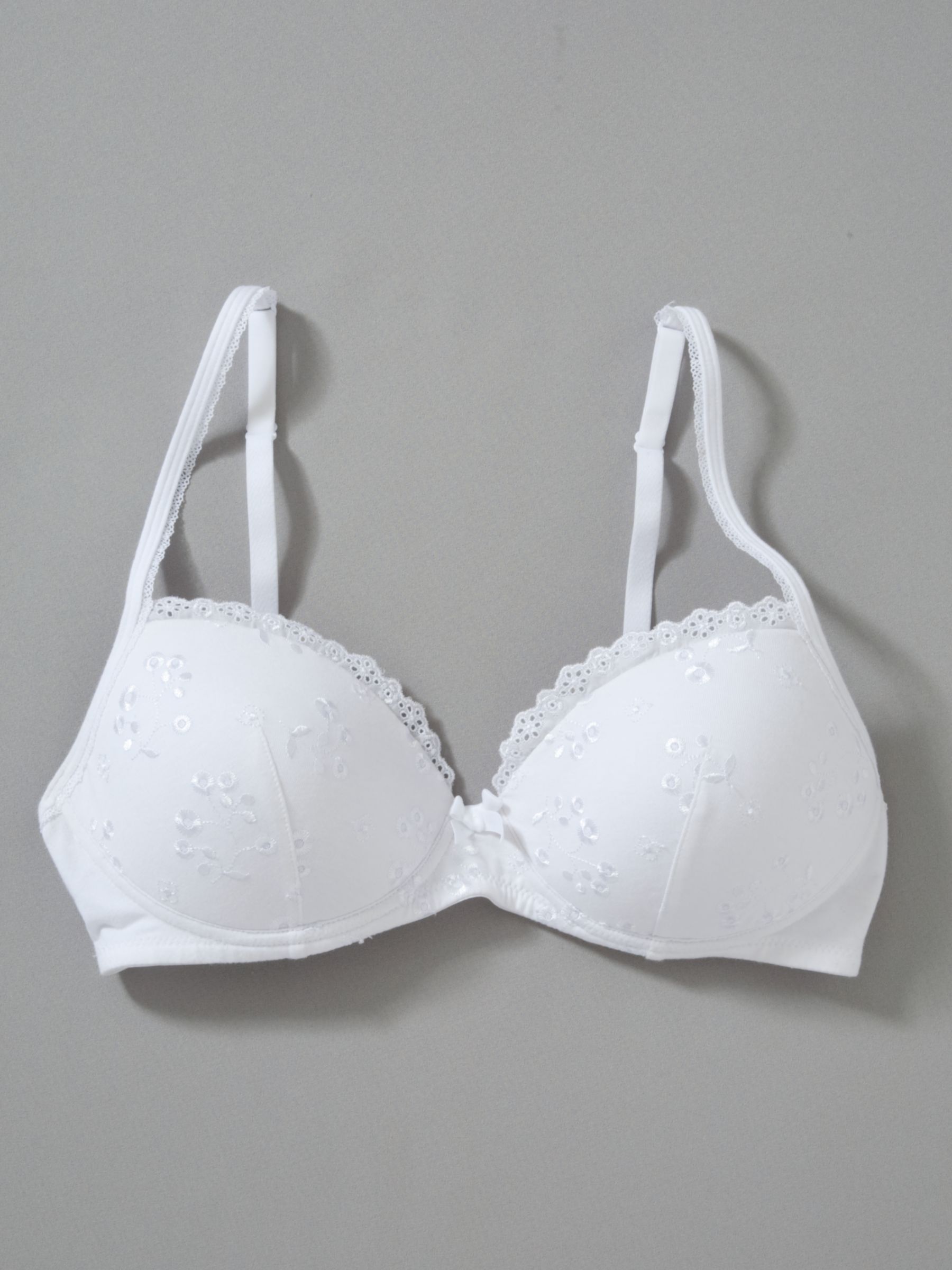 John Lewis Striped Padded Non-Wired Teen Bra, White