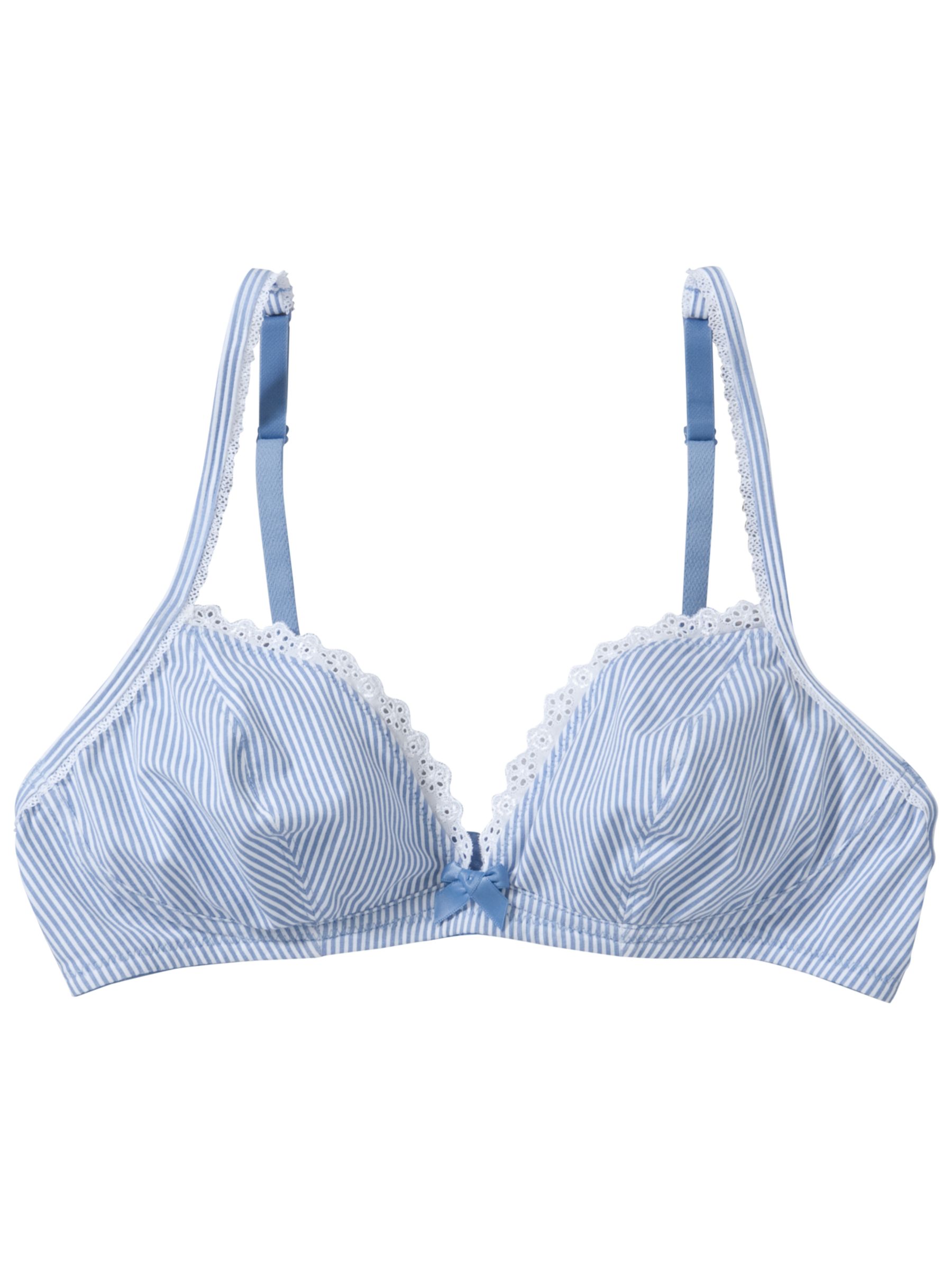 John Lewis Pixie Non-Wired Non-Padded Teen Bra, Blue/White