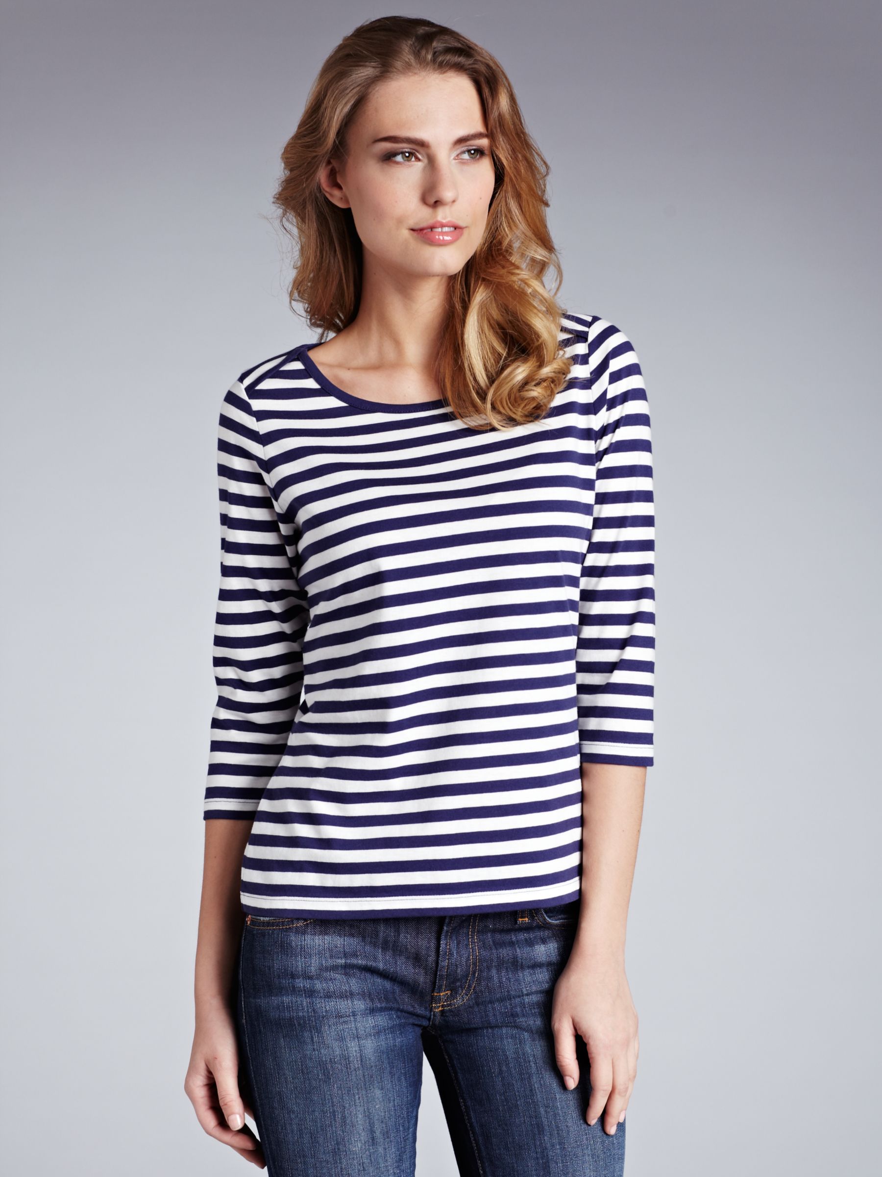 John Lewis Women Striped T-Shirt, Navy