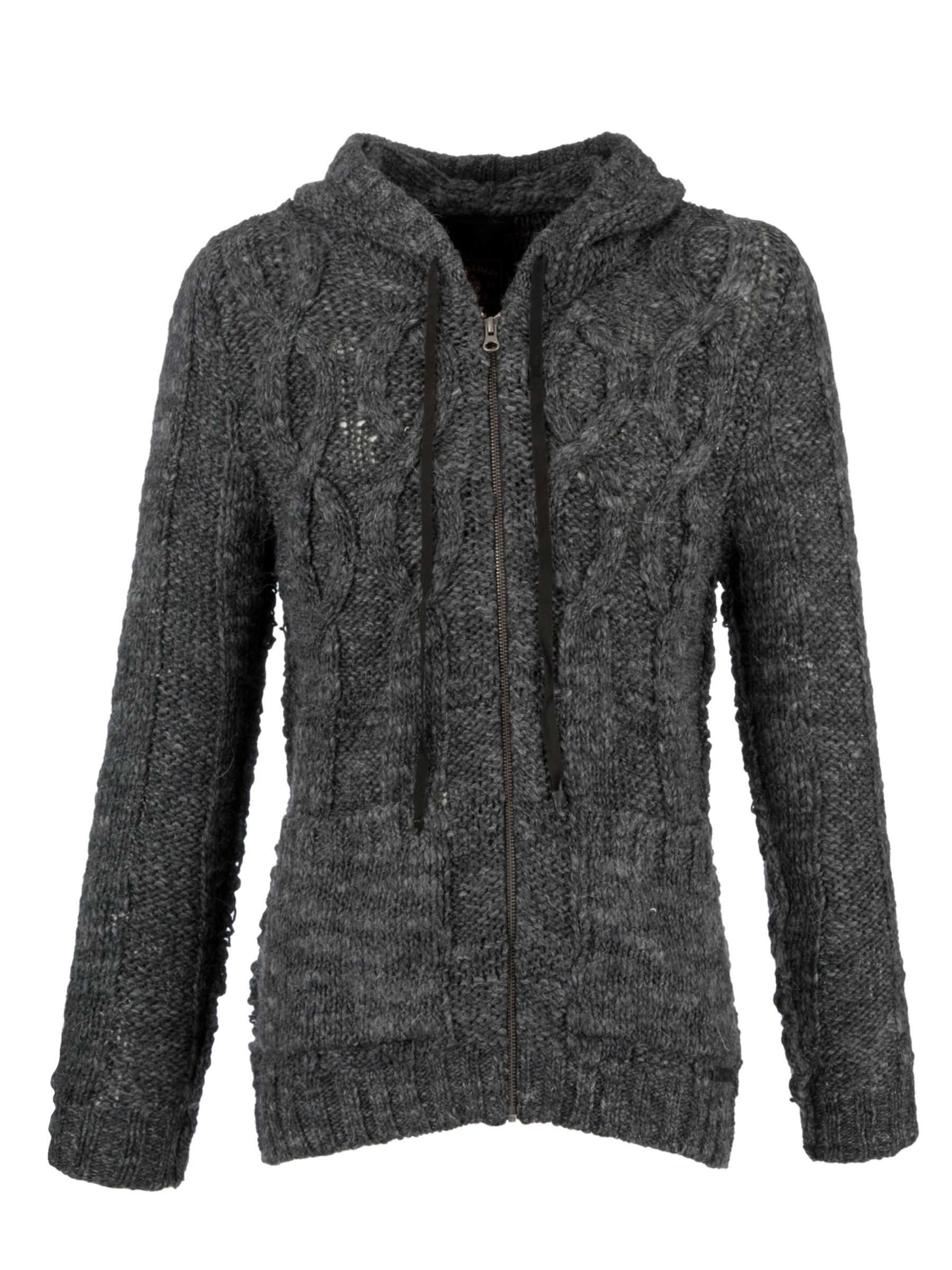 Diesel Kafka Cable Knit Hooded Cardigan, Charcoal at John Lewis
