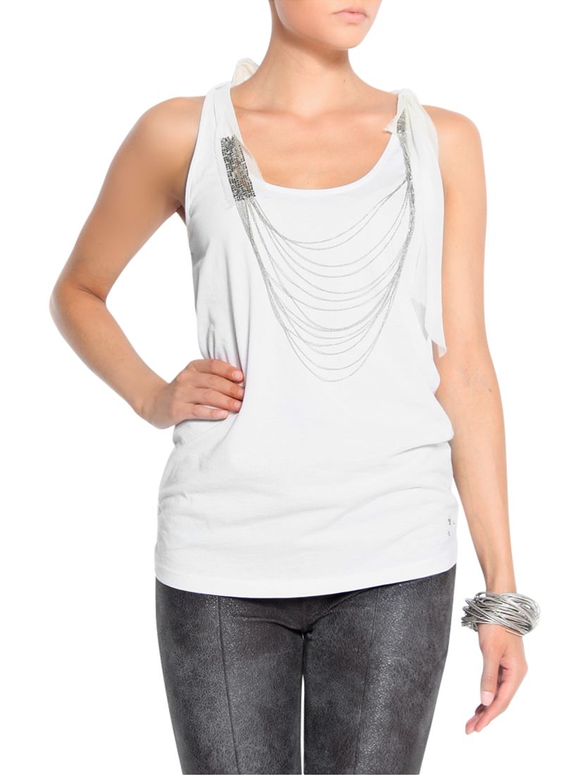 Mango Sleeveless T-Shirt, White