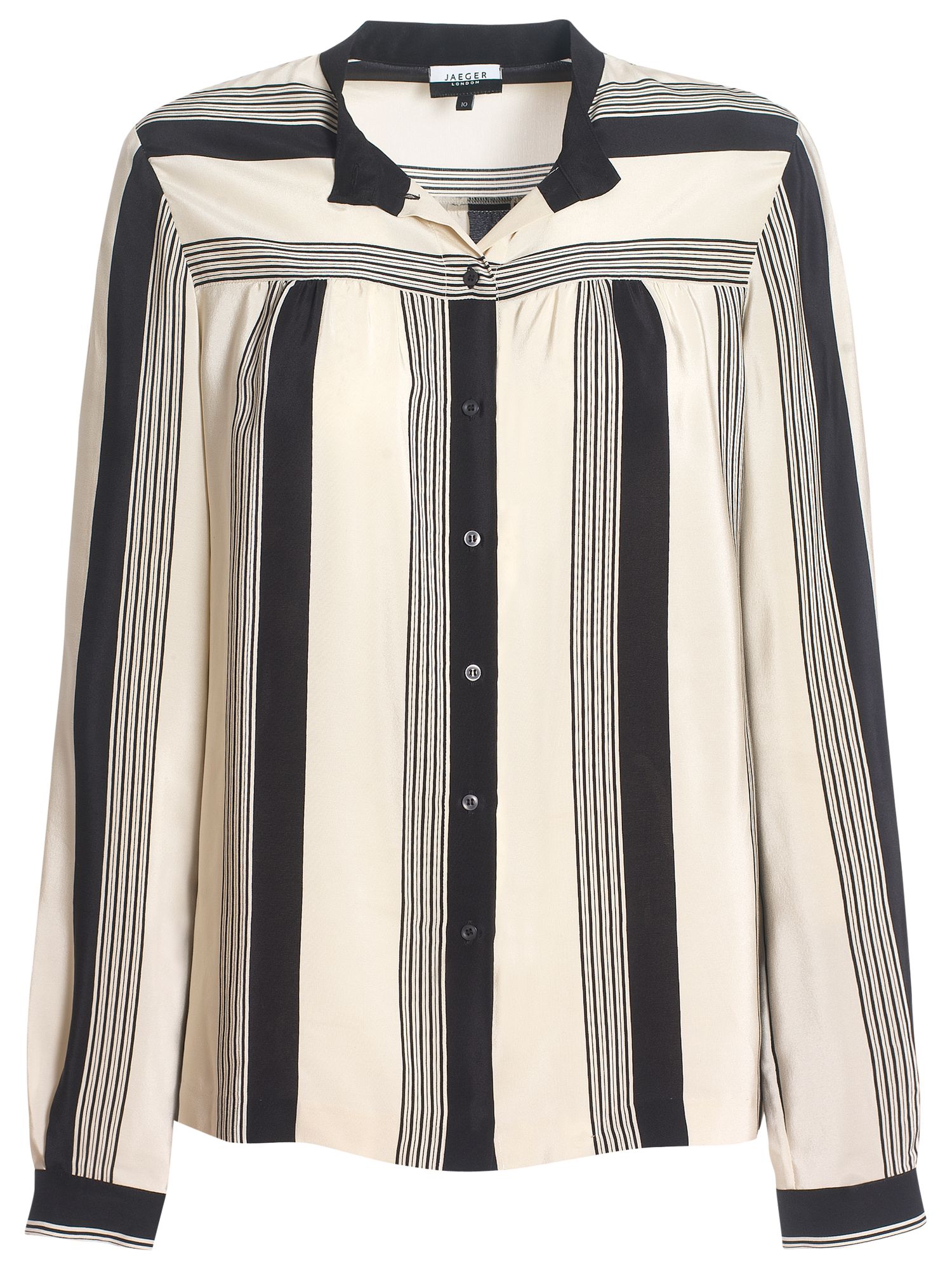 Jaeger London Striped Silk Blouse, Ivory