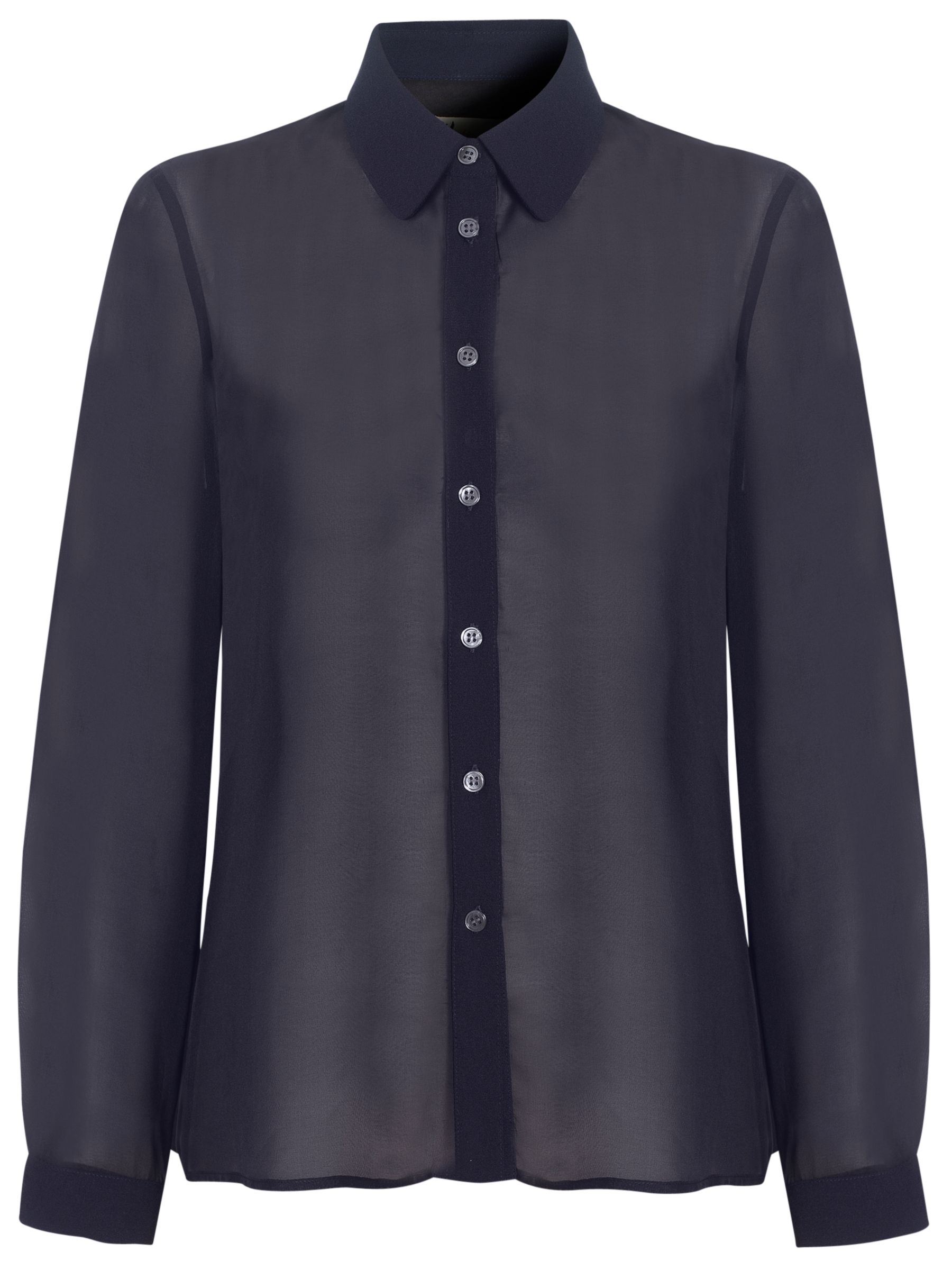 Sheer Button Down Blouse, Black