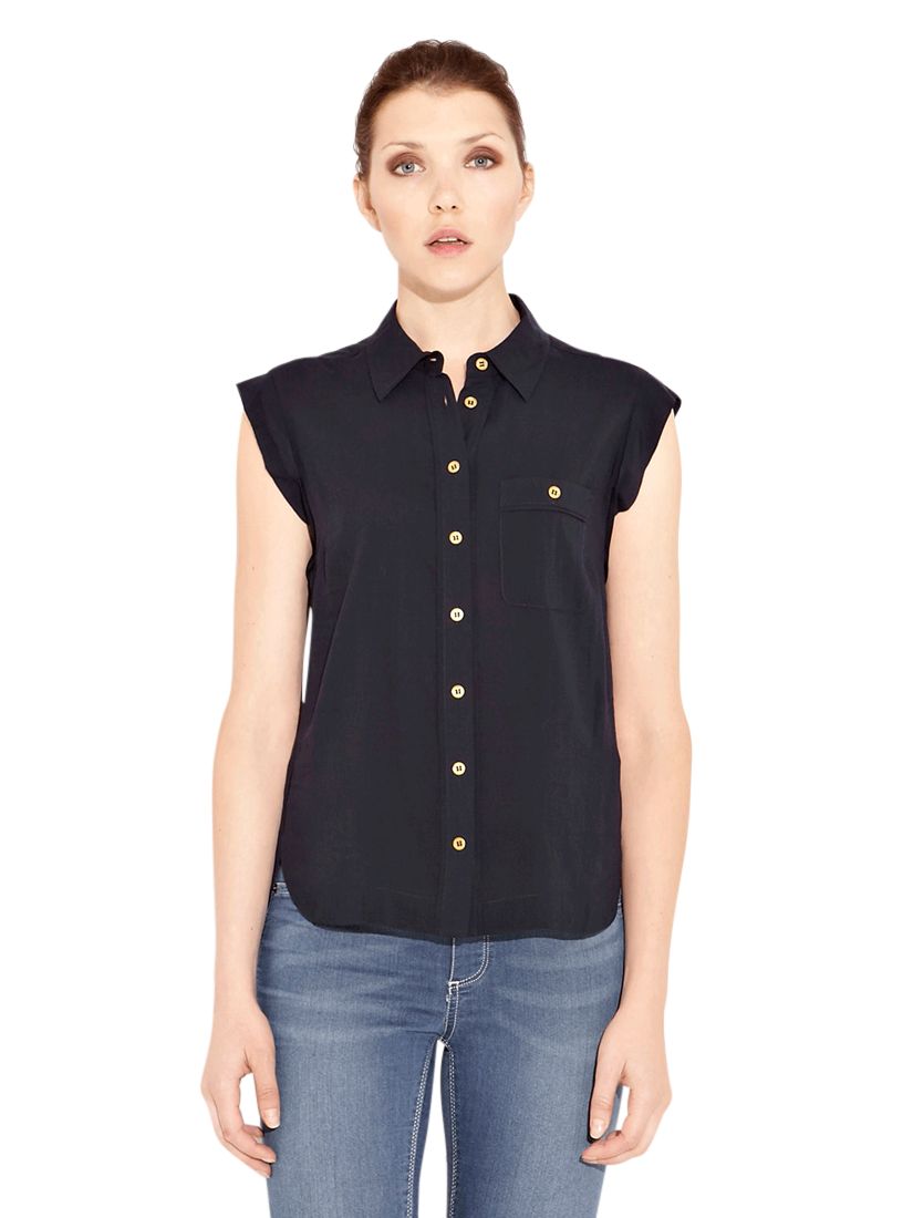 Roll Sleeve Blouse, Navy