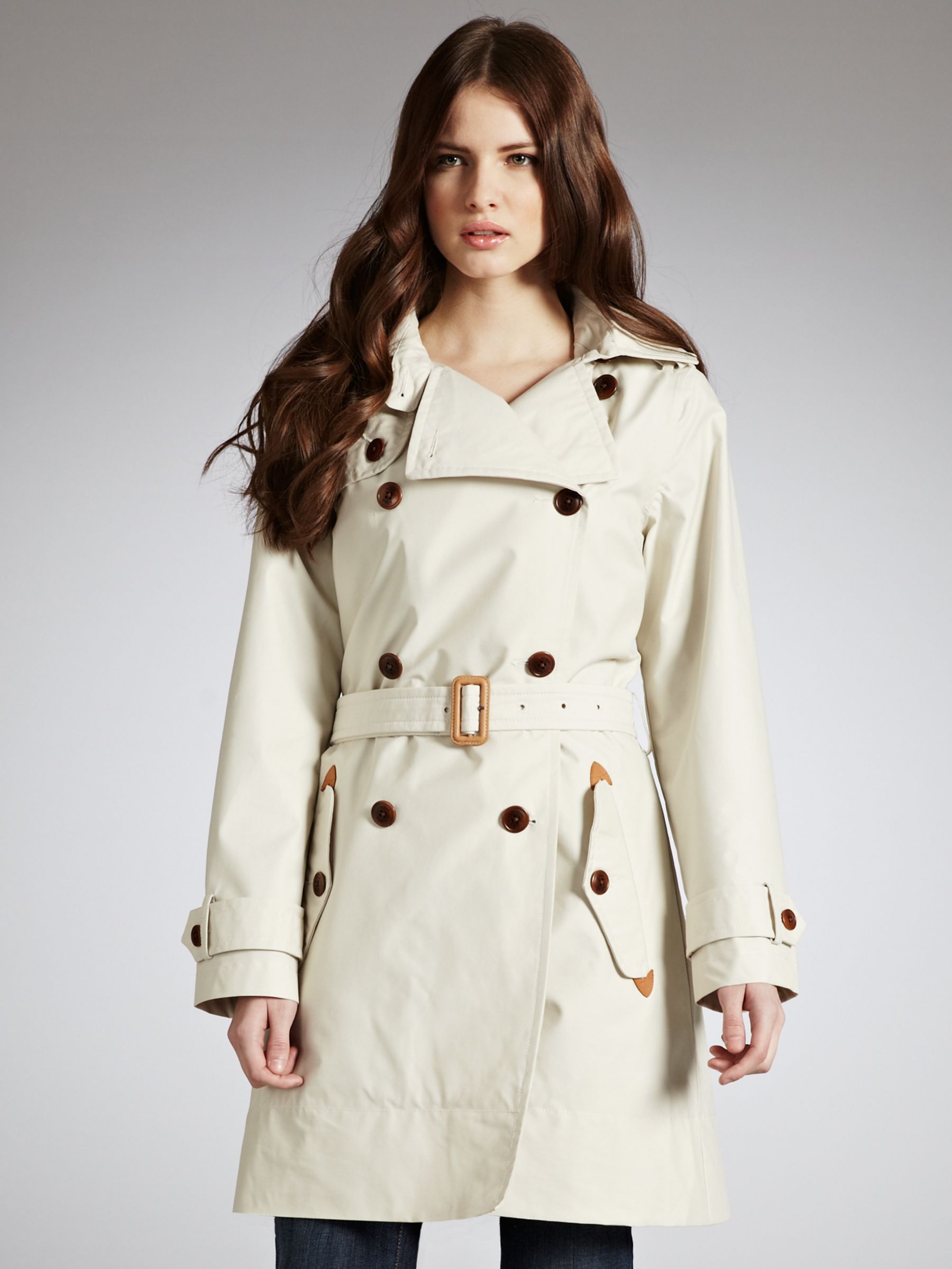 Aigle Double Breasted Trench Coat, Stone at John Lewis