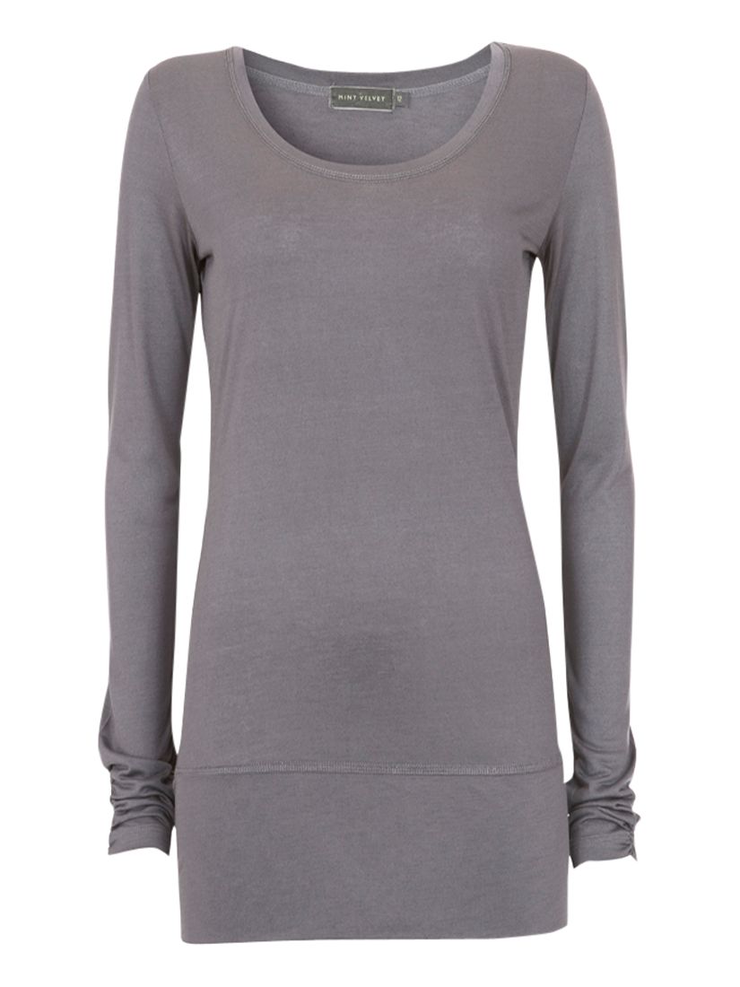 Mint Velvet Luxury Long Sleeve T-Shirt, Charcoal