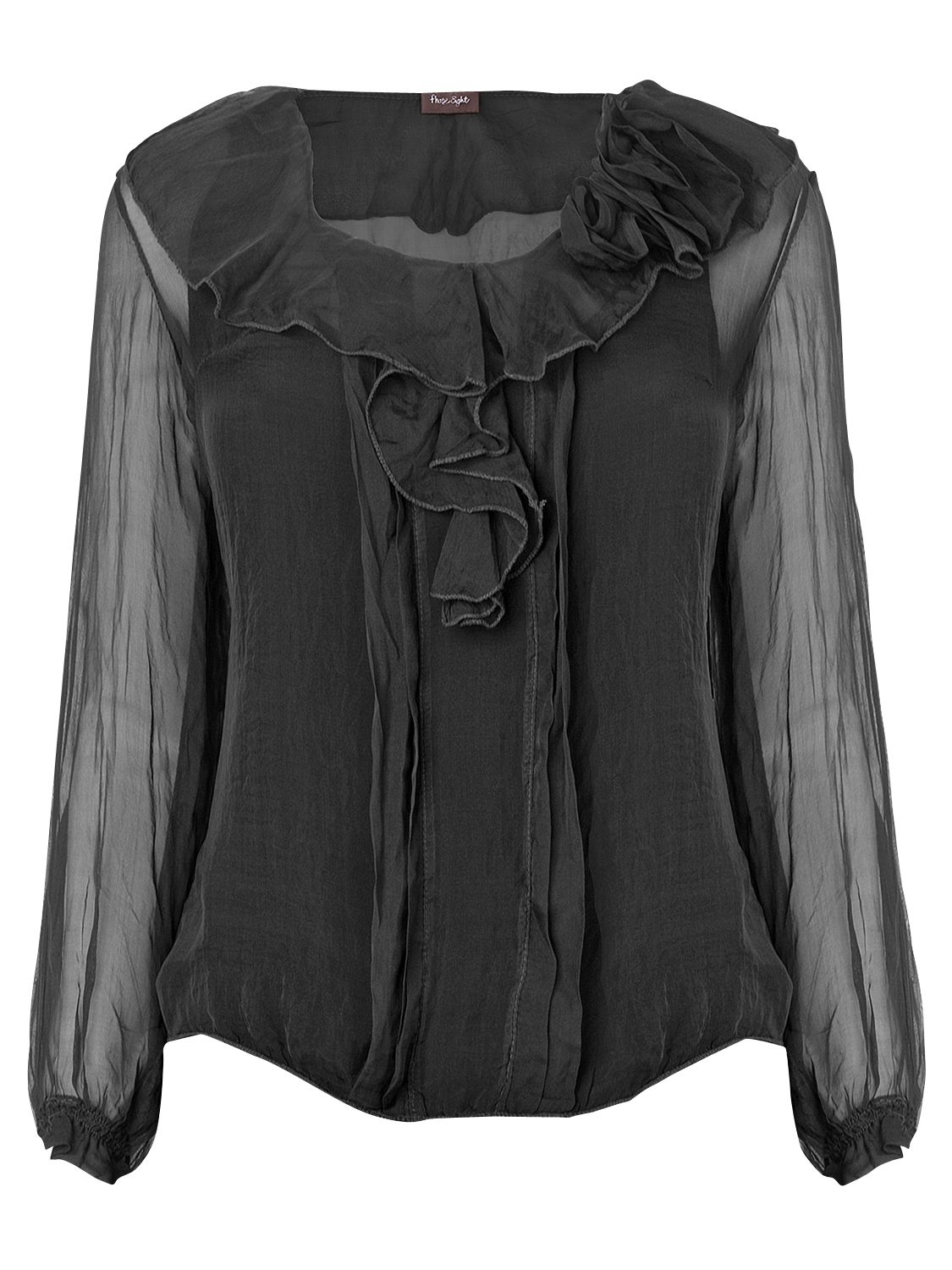 Phase Eight Eire Ruffle Rose Blouse, Black