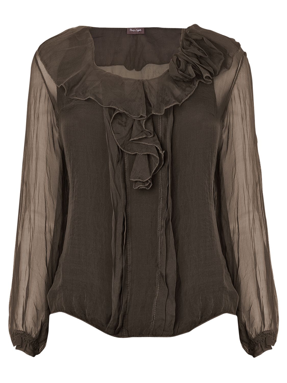 Phase Eight Eire Ruffle Rose Blouse, Chocolate