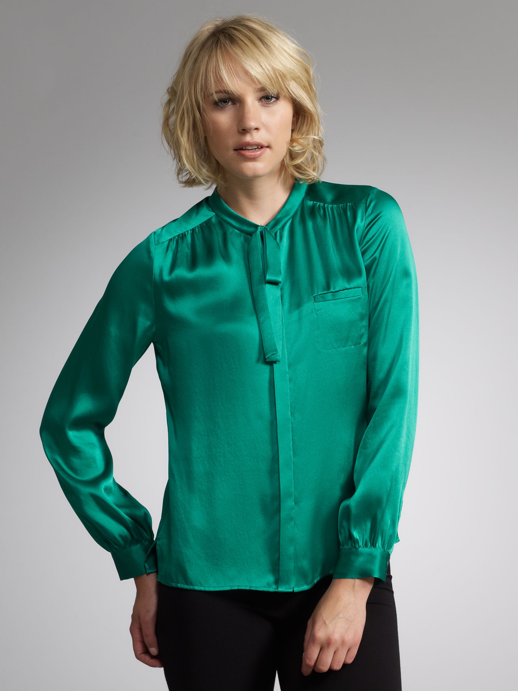 Lulu Tie Neck Blouse, Green