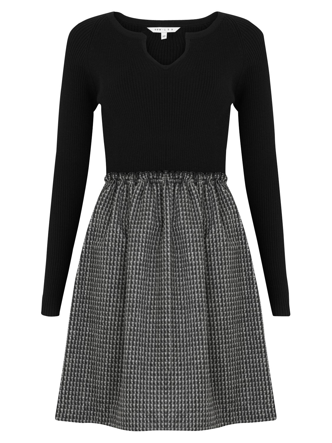 kew.159 Merino Mix Tweed Dress, Black