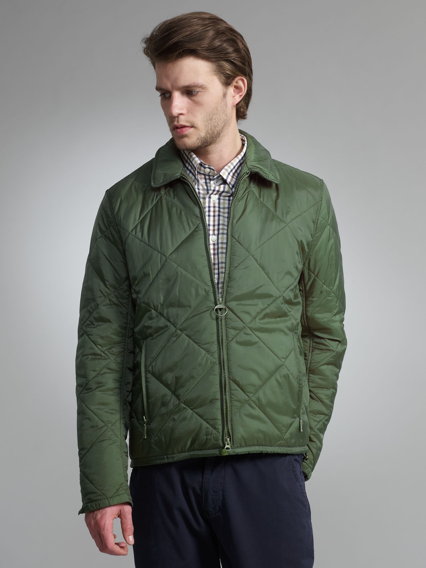 Barbour Steve McQueen&trade; Collection Lenwood Quilted Racer Jacket, Green at JohnLewis
