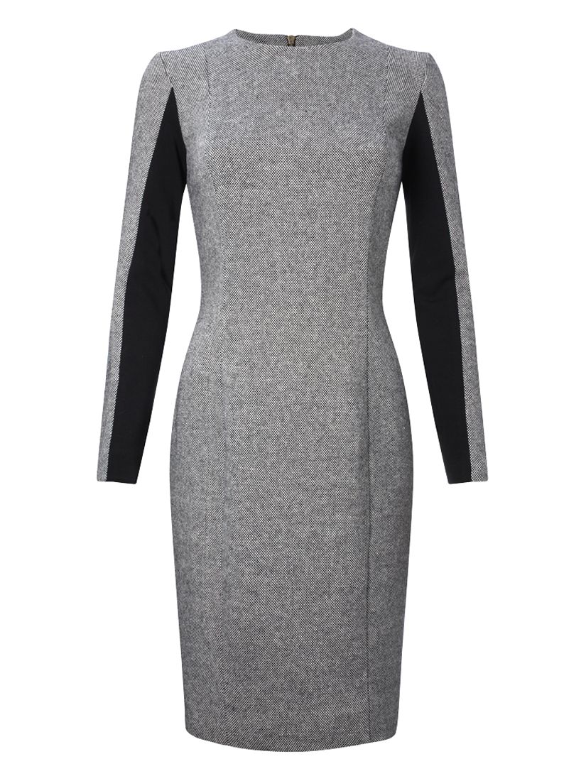 French Connection Tweed Panel Dress, Black/White