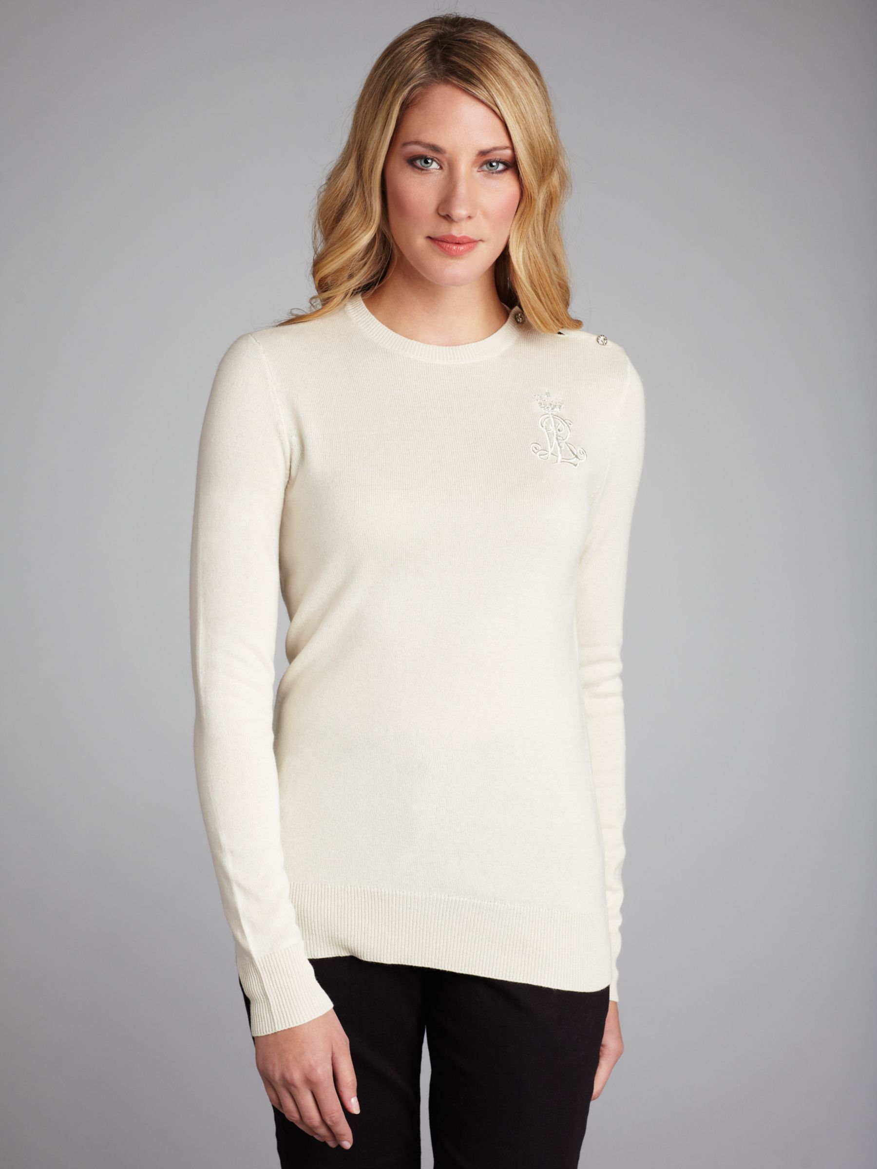 Lauren by Ralph Lauren Silk Cashmere Top, Cream