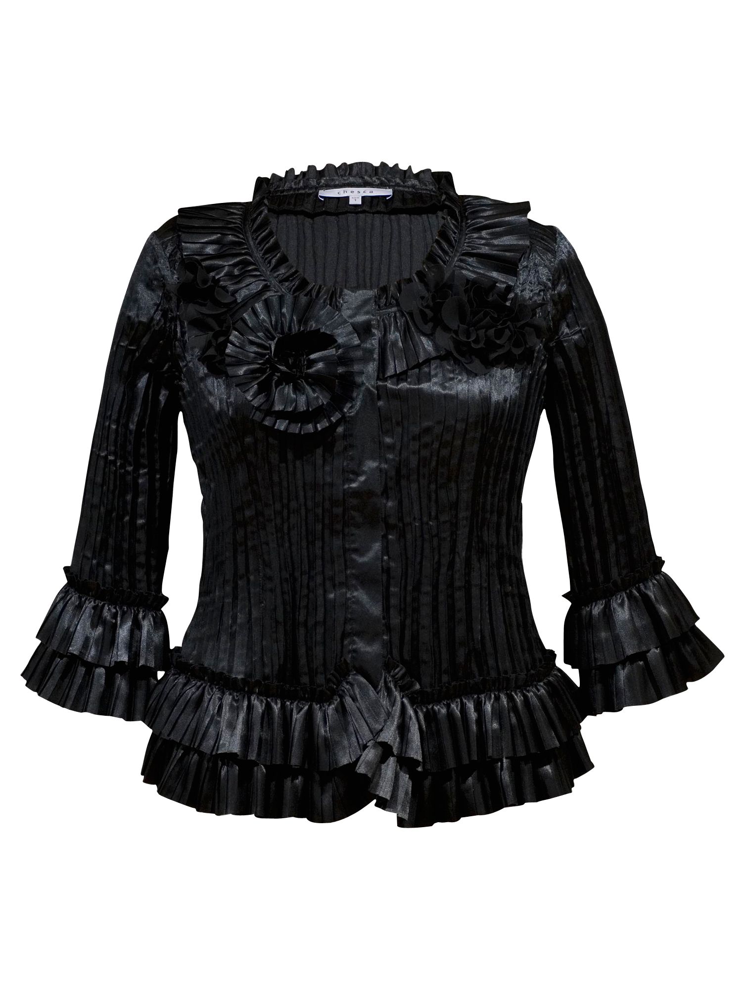 Chesca Rosette Trim Blouse, Black