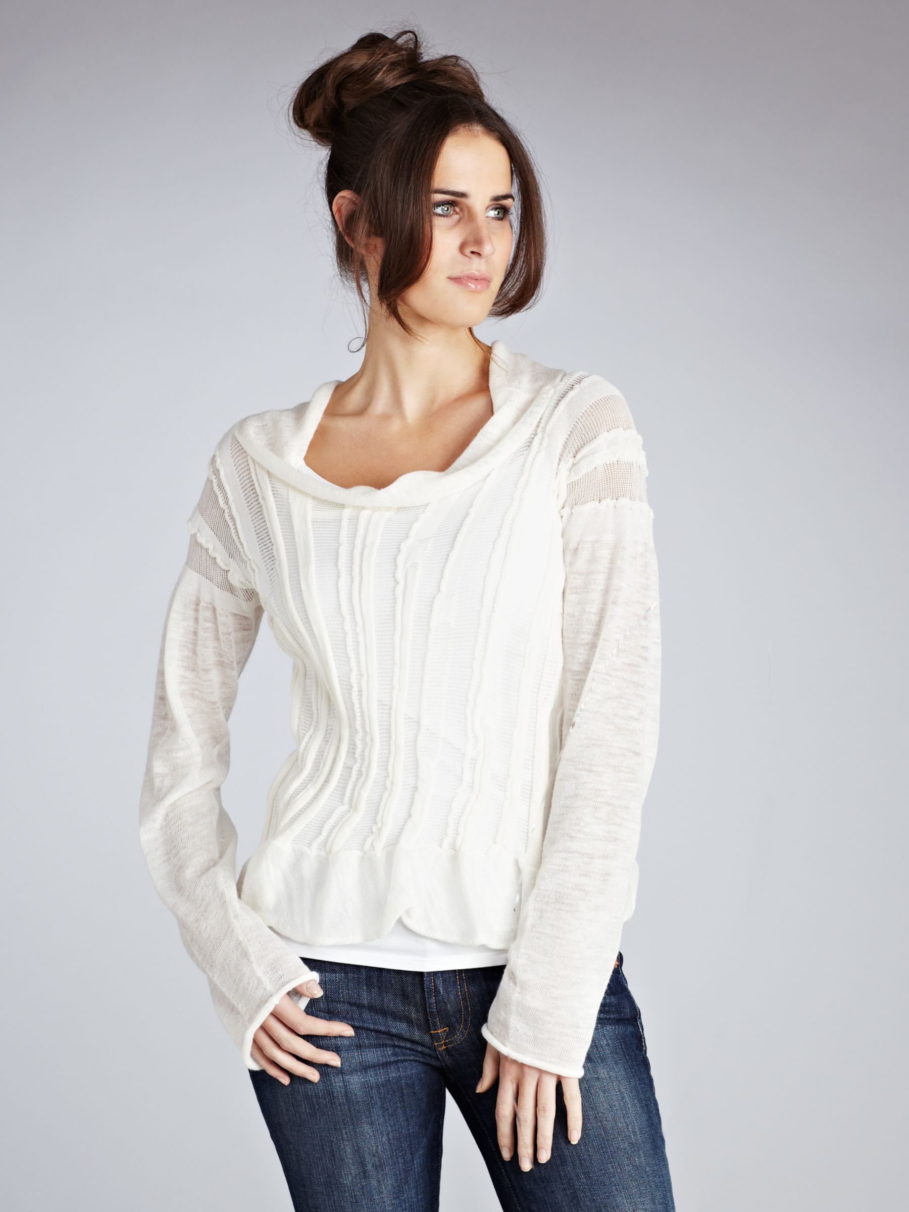 Crea Concept Textured Knit Top, Cream at John Lewis