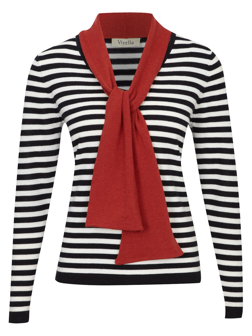 Buy Viyella Wool Stripe Tie Jumper, Navy online at JohnLewis.com - John Lewis :  wool tie neck autumn fall